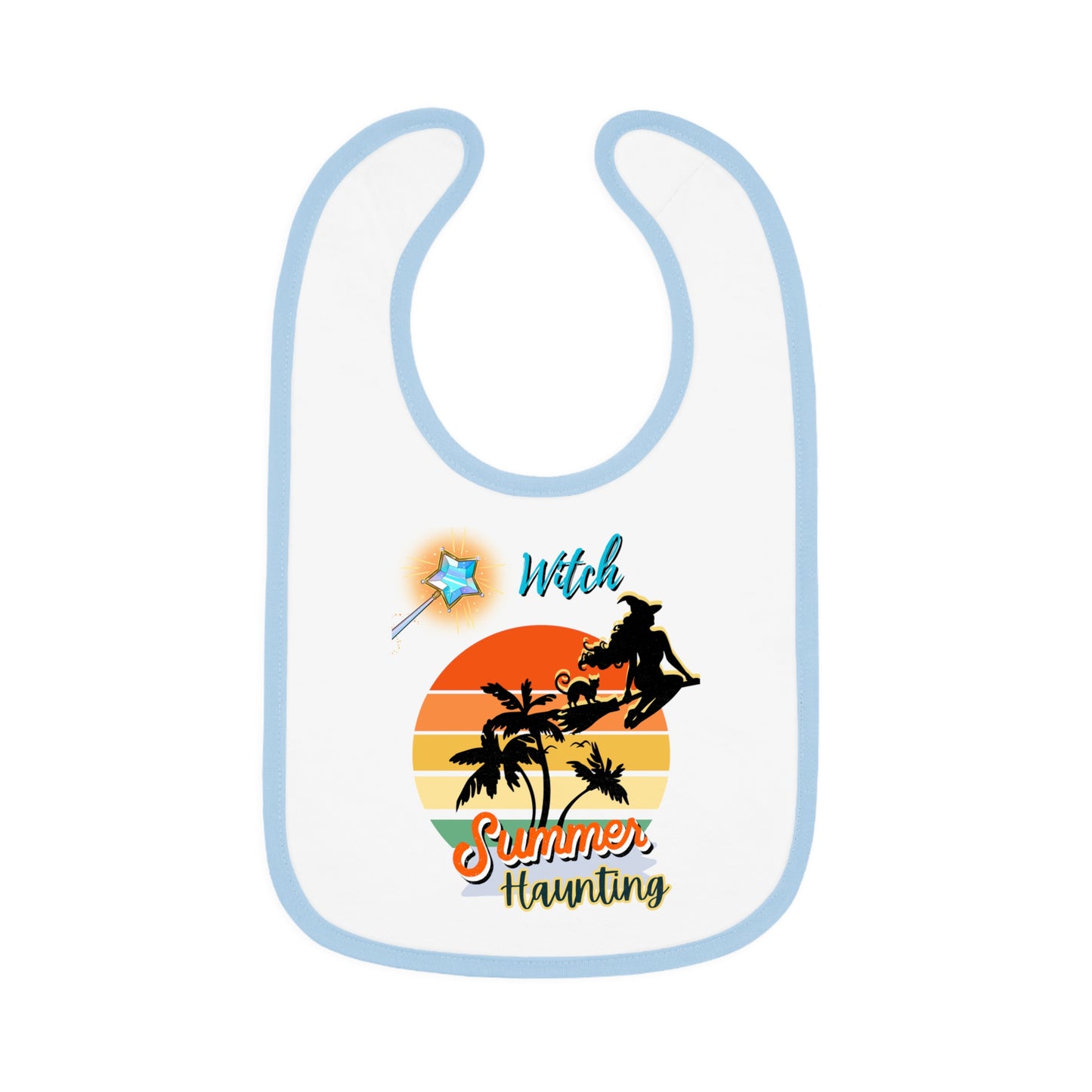 Happy Halloween witch summer, Baby Contrast Trim Jersey Bib
