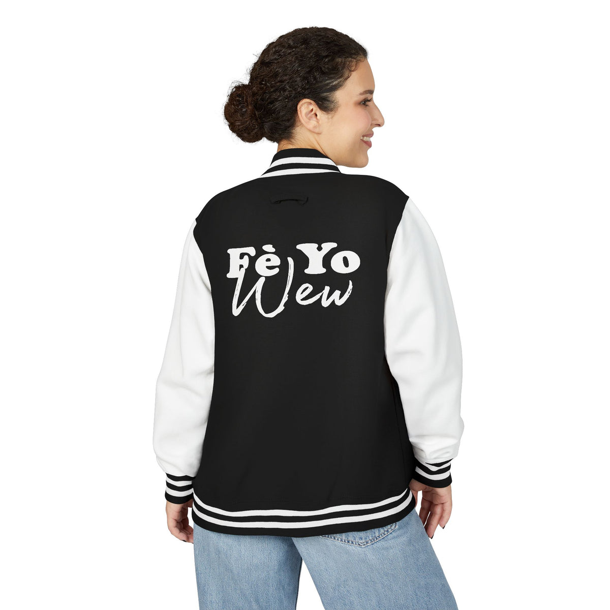 Fè yo wew Letterman Jacket — 'Fe Yo Wew' Retro Script Varsity Jacket
