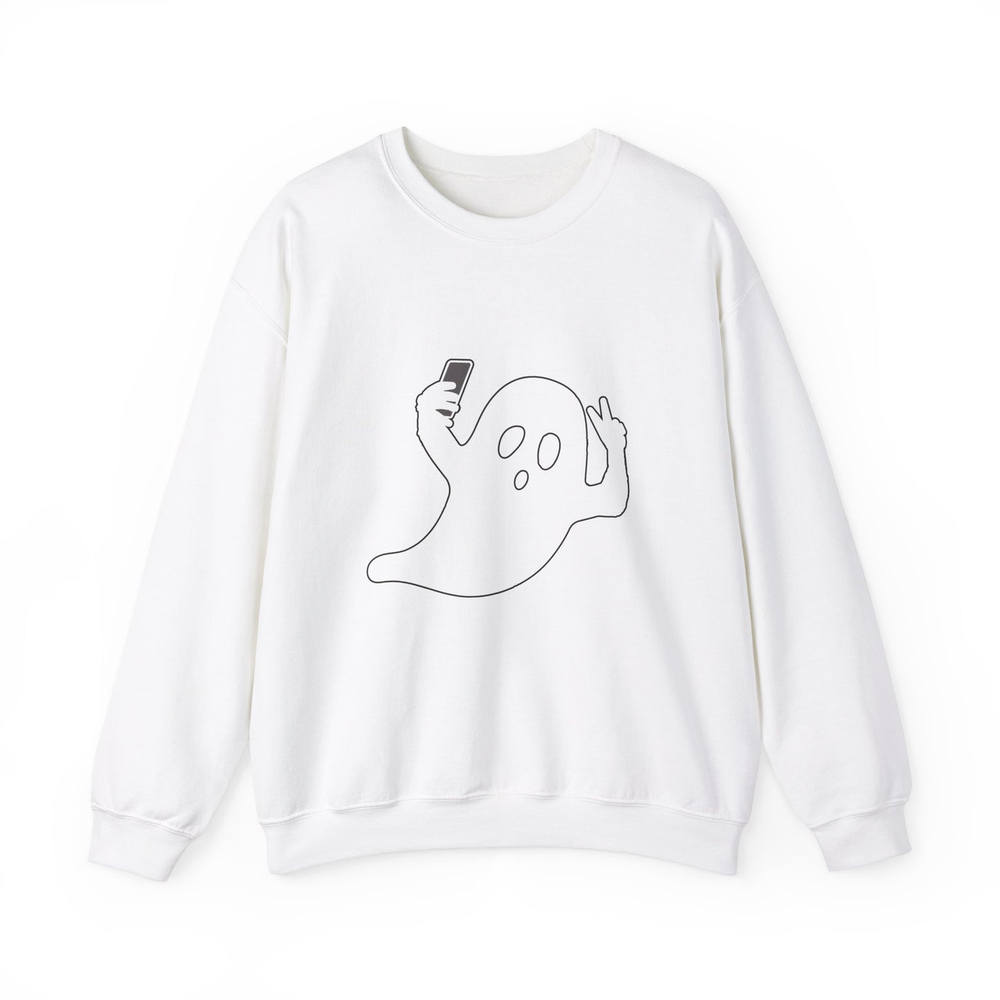 Halloween Ghost selfie Unisex Heavy Blend™ Crewneck Sweatshirt