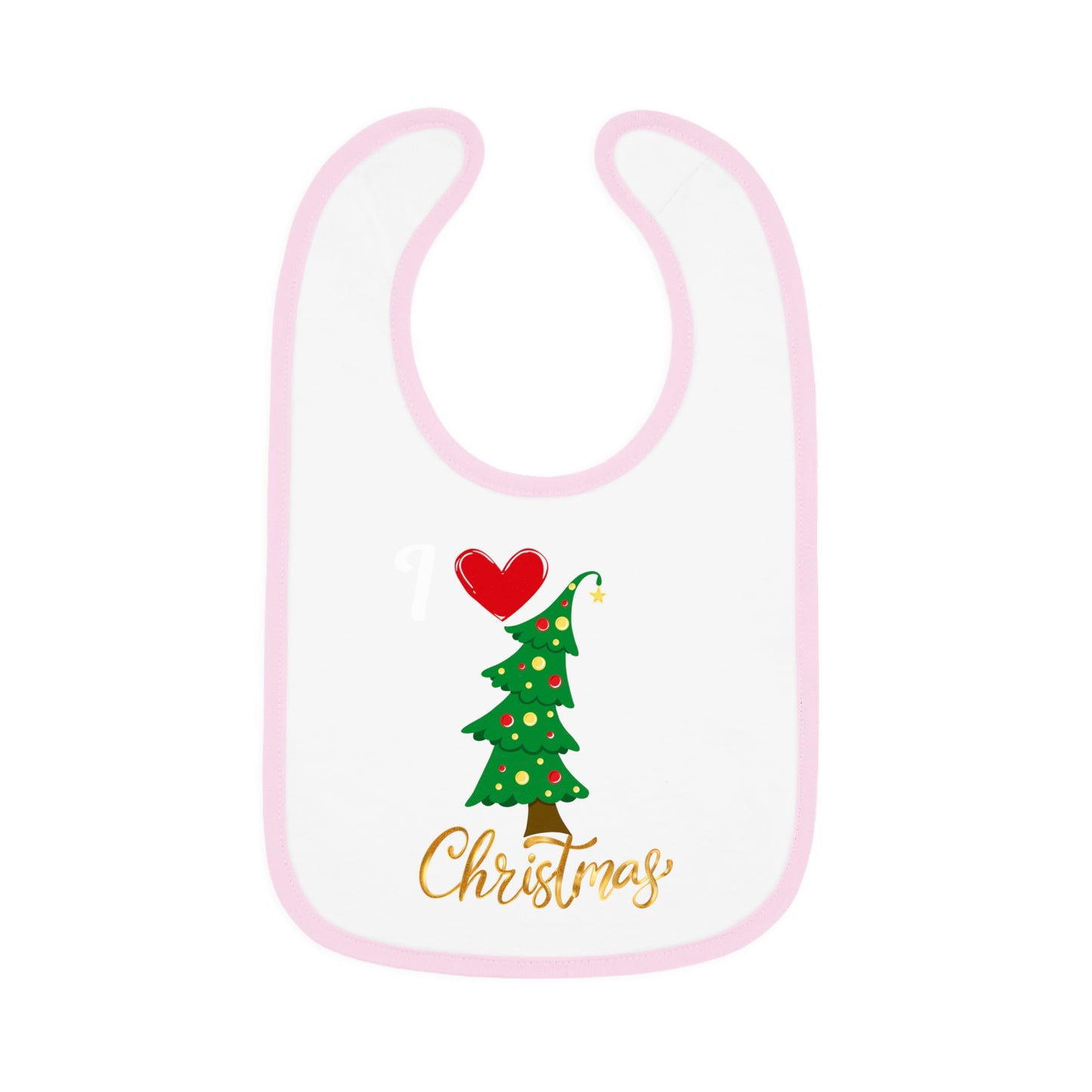 I love Christmas, Baby Contrast Trim Jersey Bib
