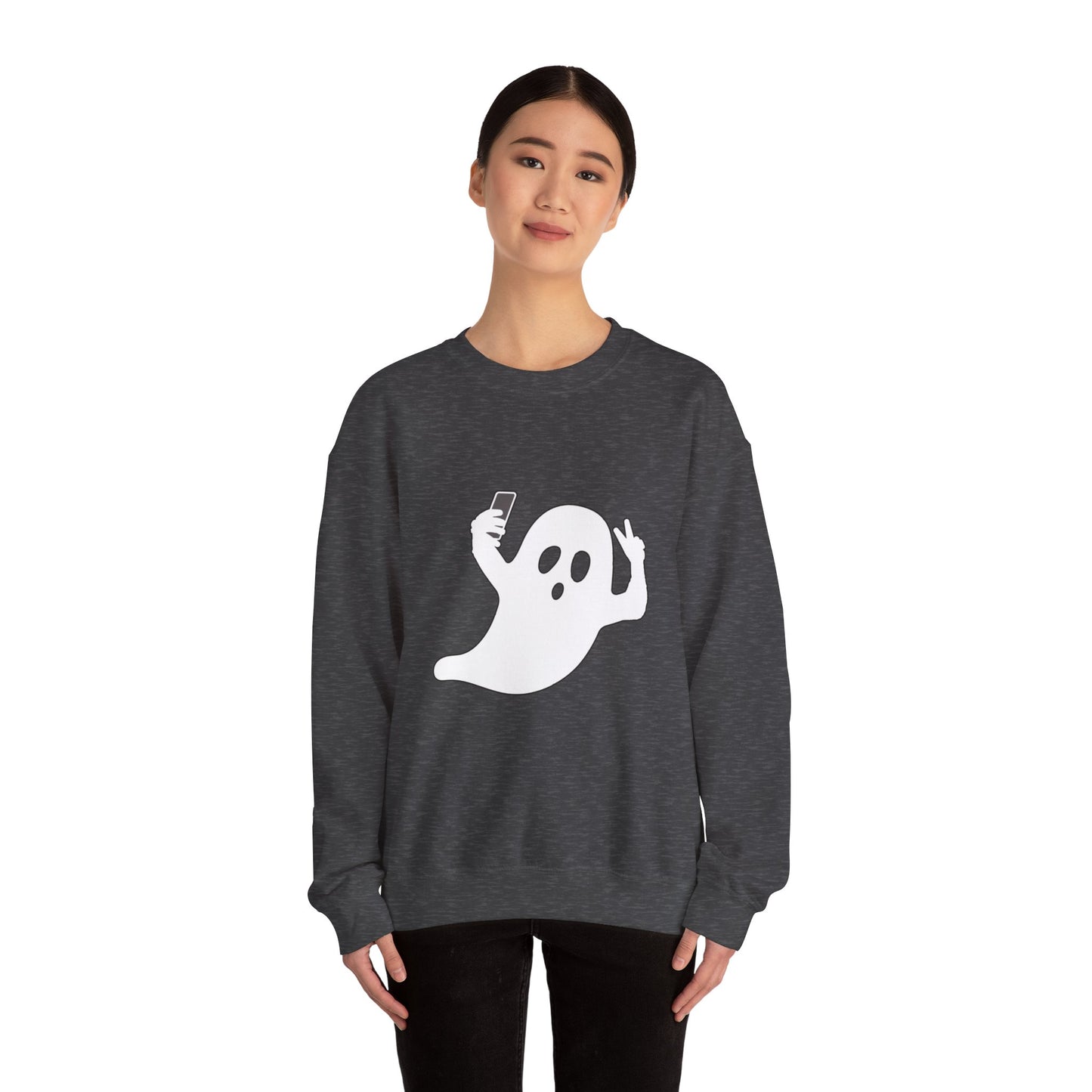 Halloween Ghost selfie Unisex Heavy Blend™ Crewneck Sweatshirt