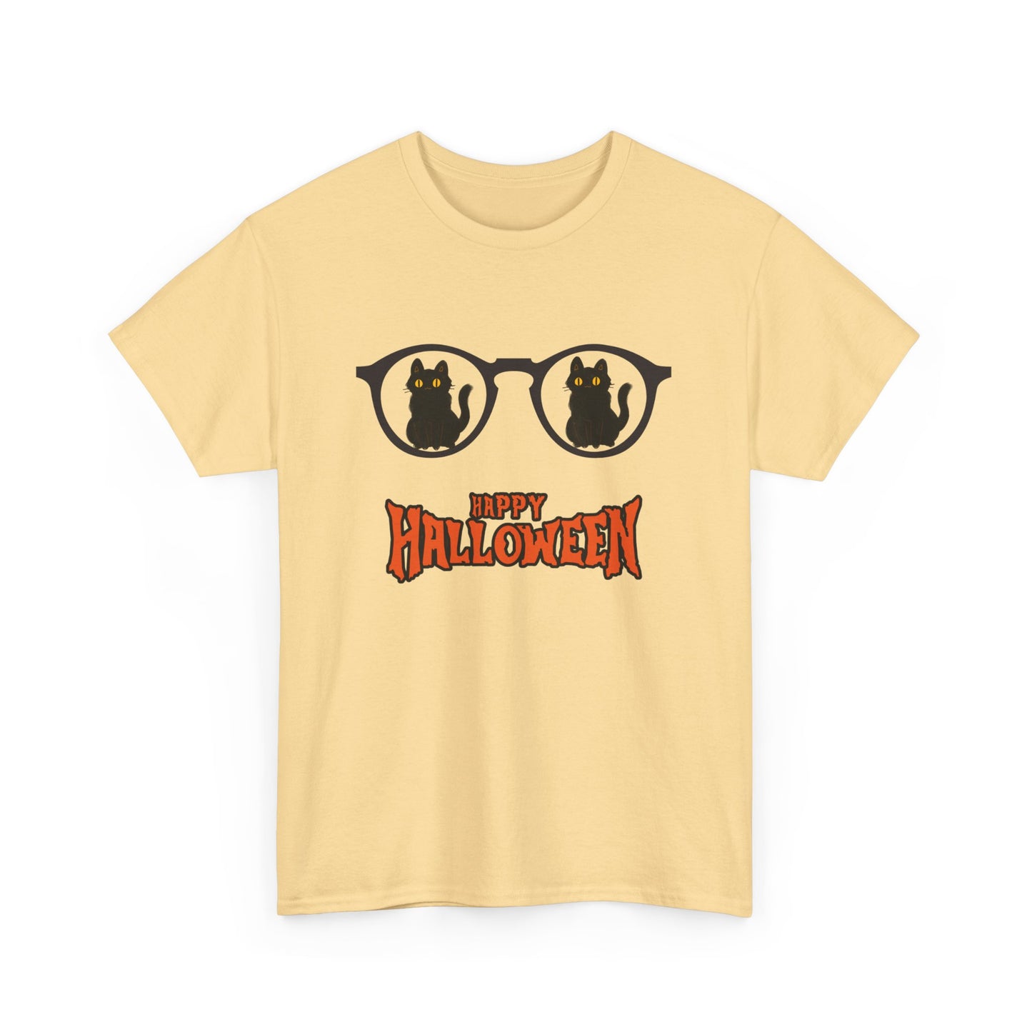 Halloween Glasses with cat Unisex Heavy Cotton Tee