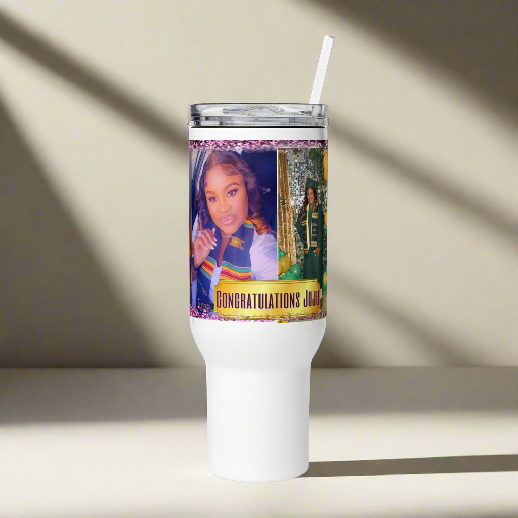 Congratulations JuJu Travel mug with a handle