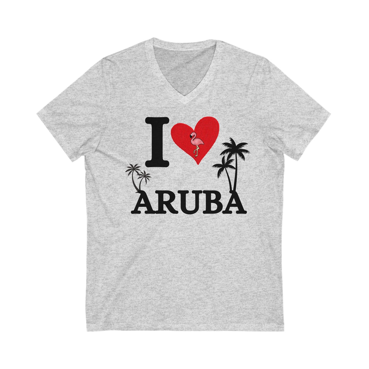 I love Aruba Unisex Jersey Short Sleeve V-Neck Tee