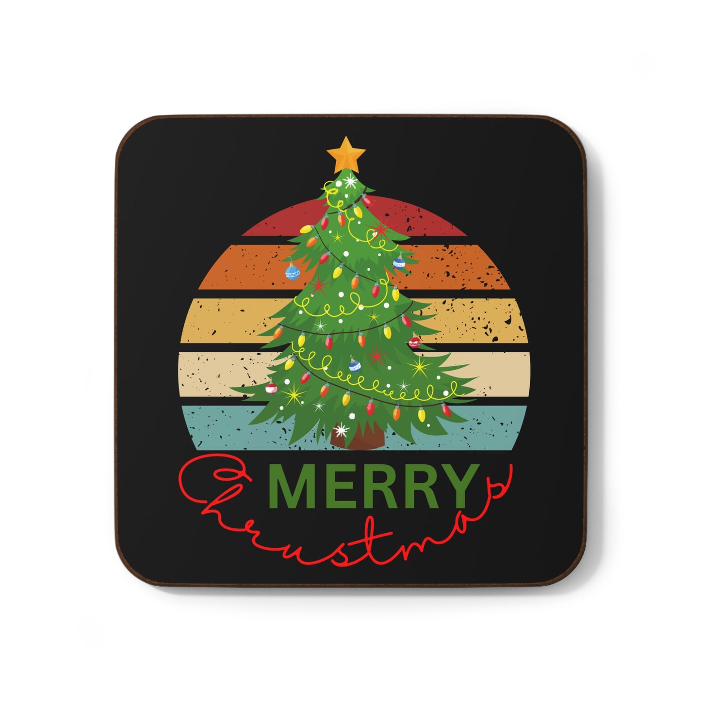 Merry Christmas, Hardboard Back Coaster