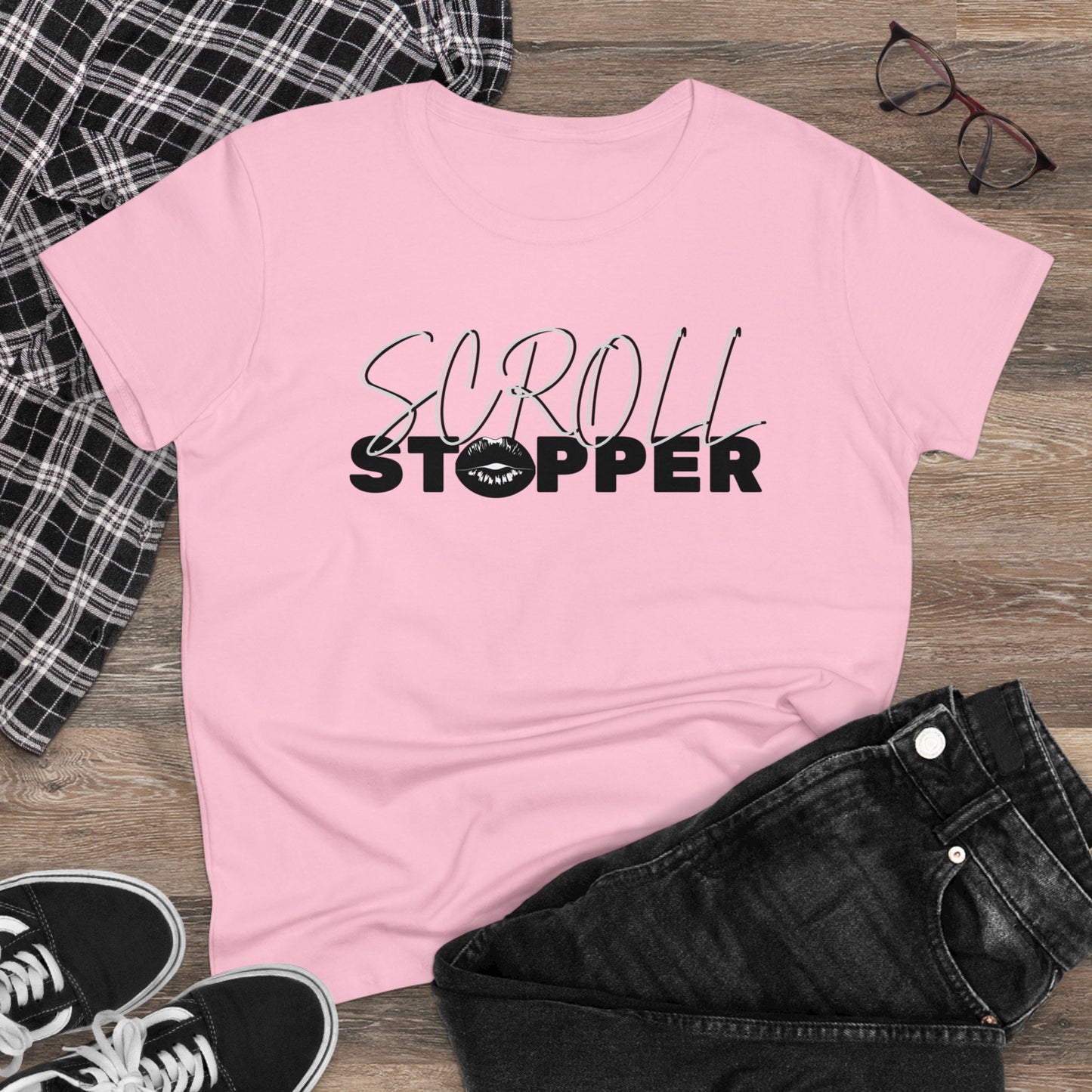 Scroll stopper cute Women's Midweight Cotton Tee