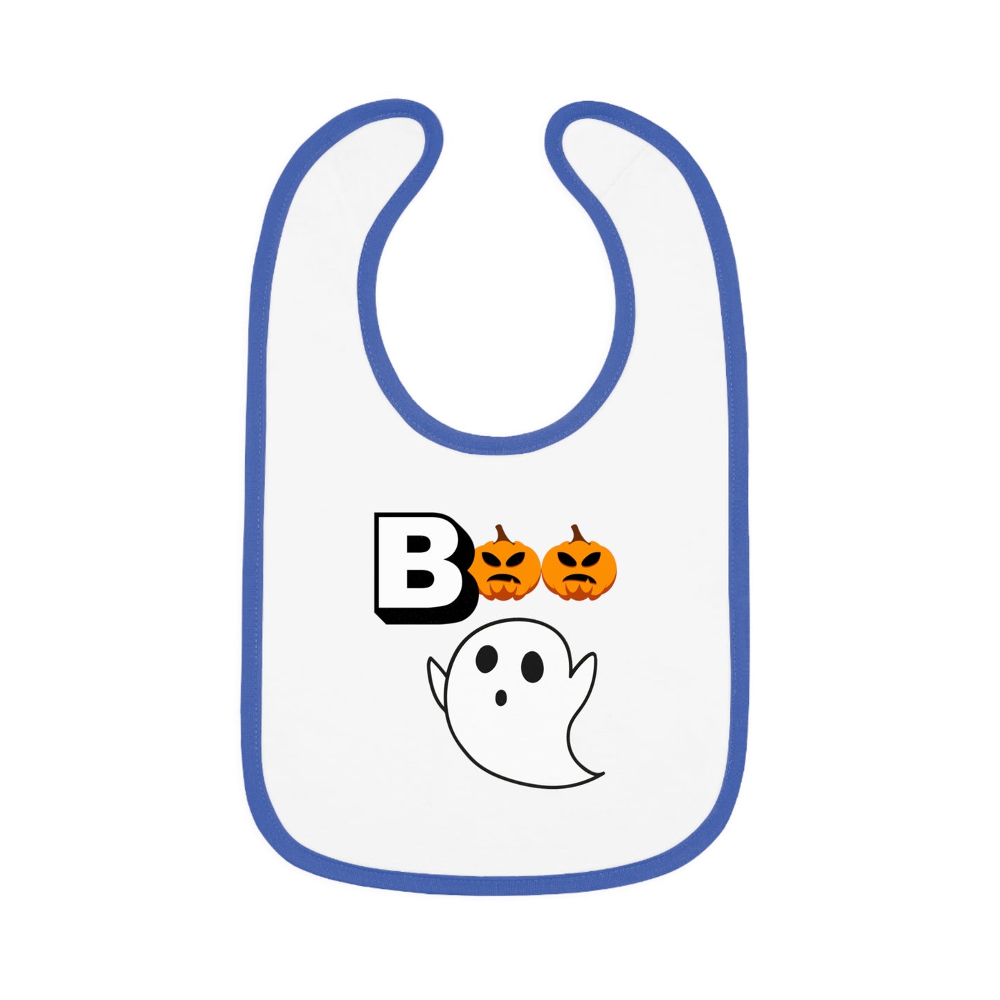 Happy Halloween Boo, Baby Contrast Trim Jersey Bib