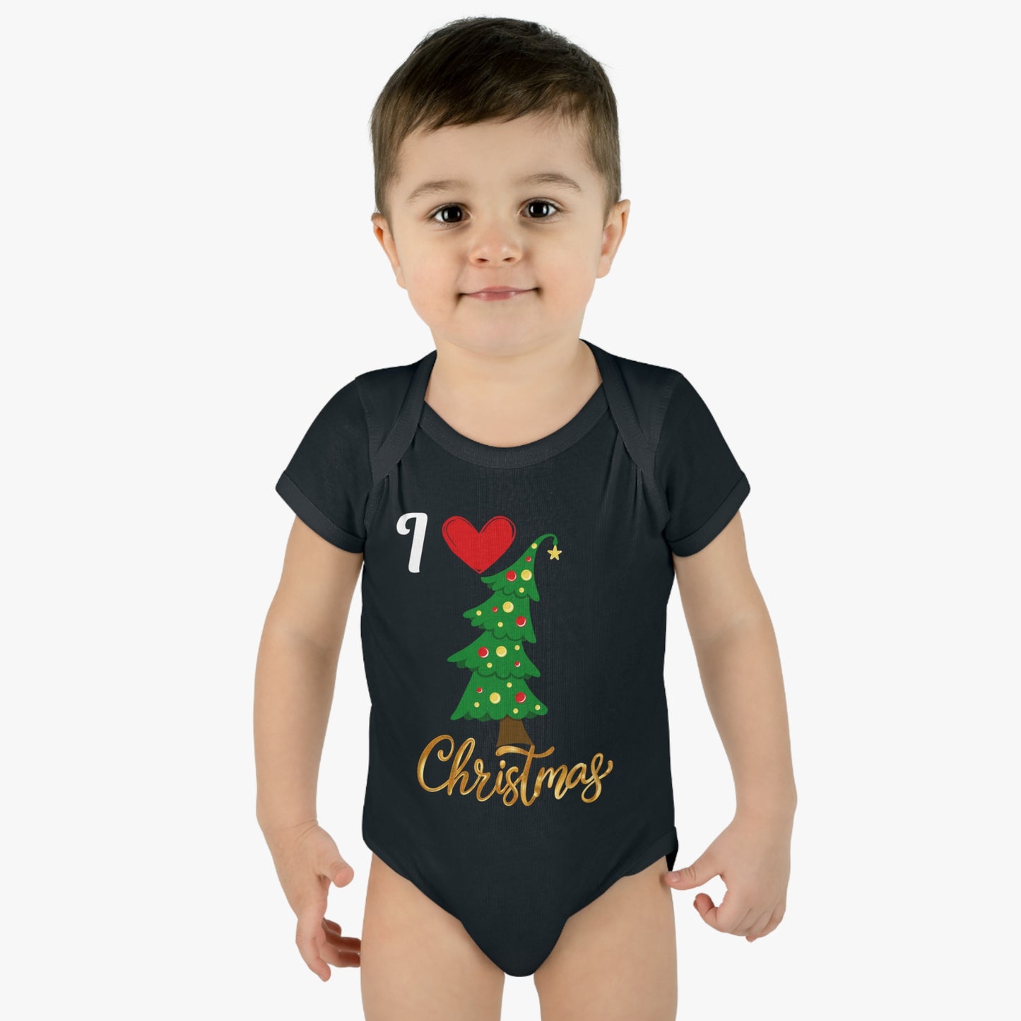 I love Christmas. Infant Baby Rib Bodysuit