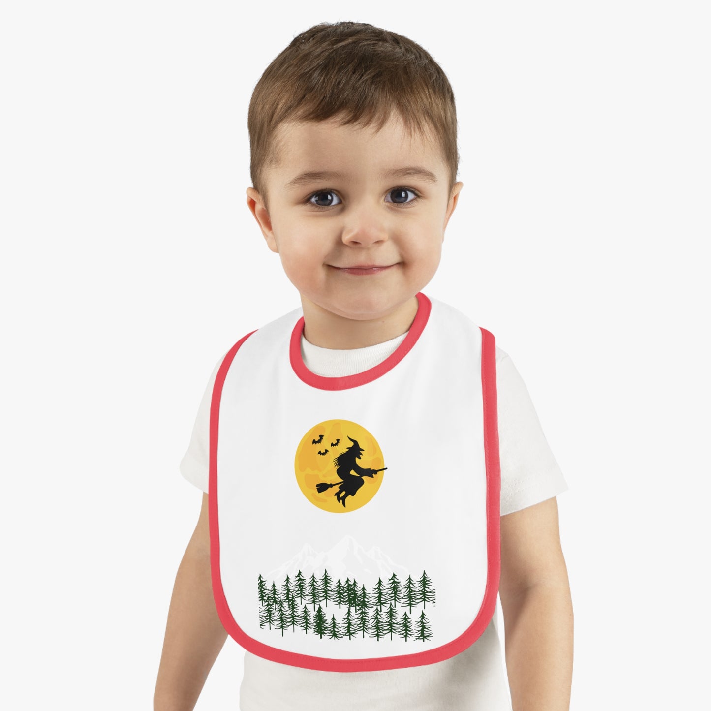 Happy Halloween, Baby Contrast Trim Jersey Bib