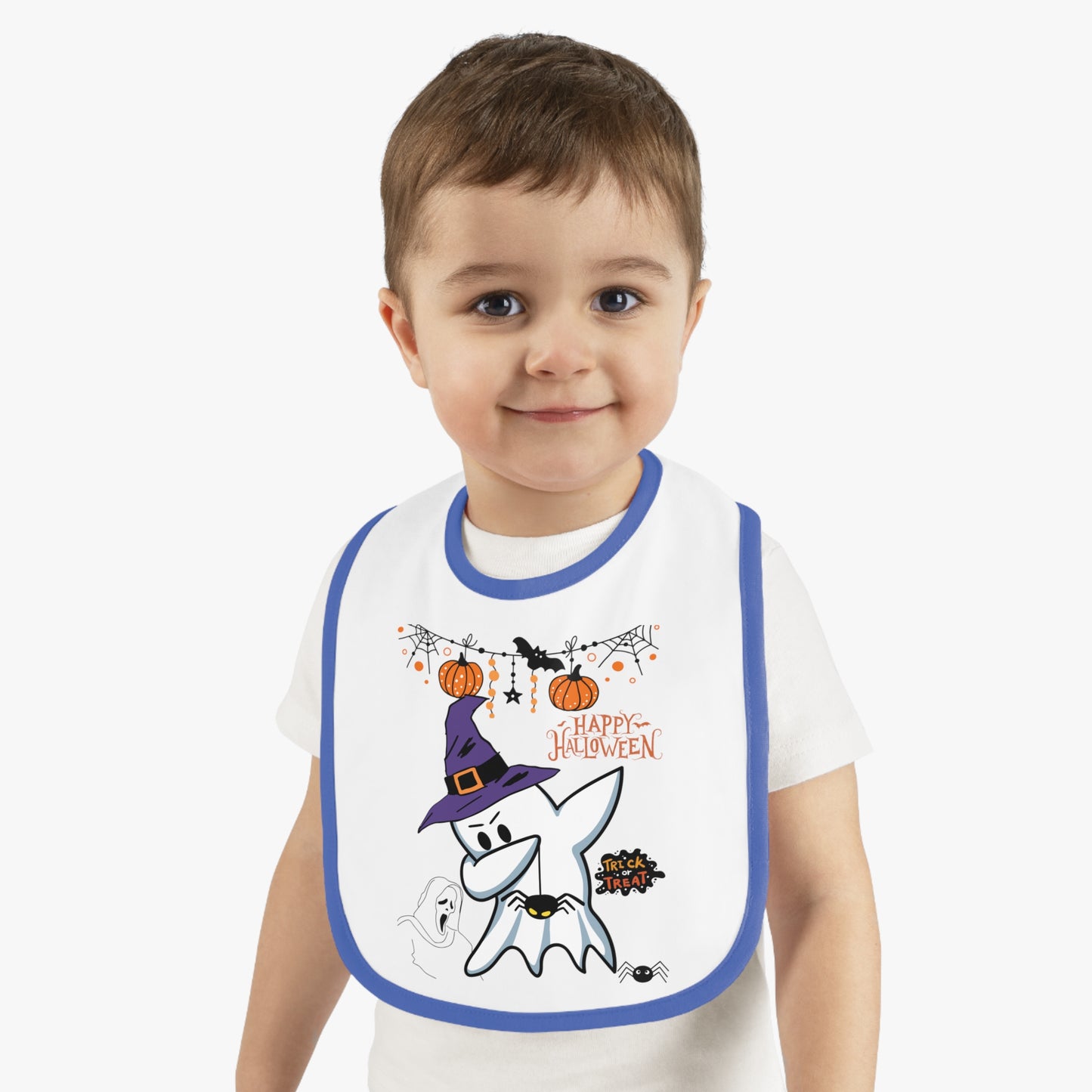 Ghost Dabbing, Baby Contrast Trim Jersey Bib