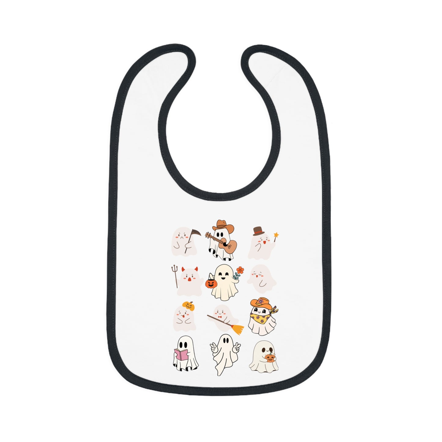 Happy Halloween Ghostivity, Baby Contrast Trim Jersey Bib