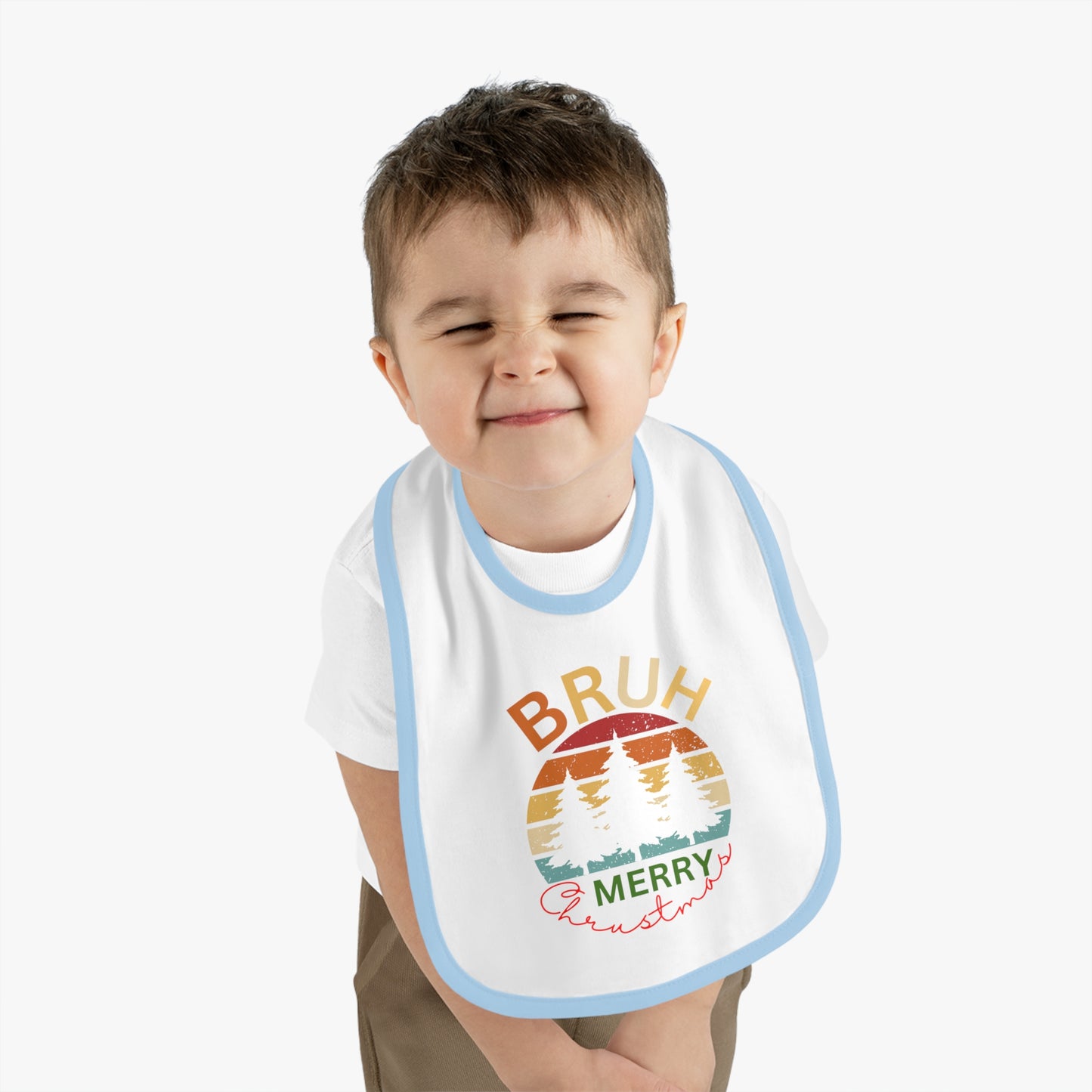 Merry Christmas, Baby Contrast Trim Jersey Bib