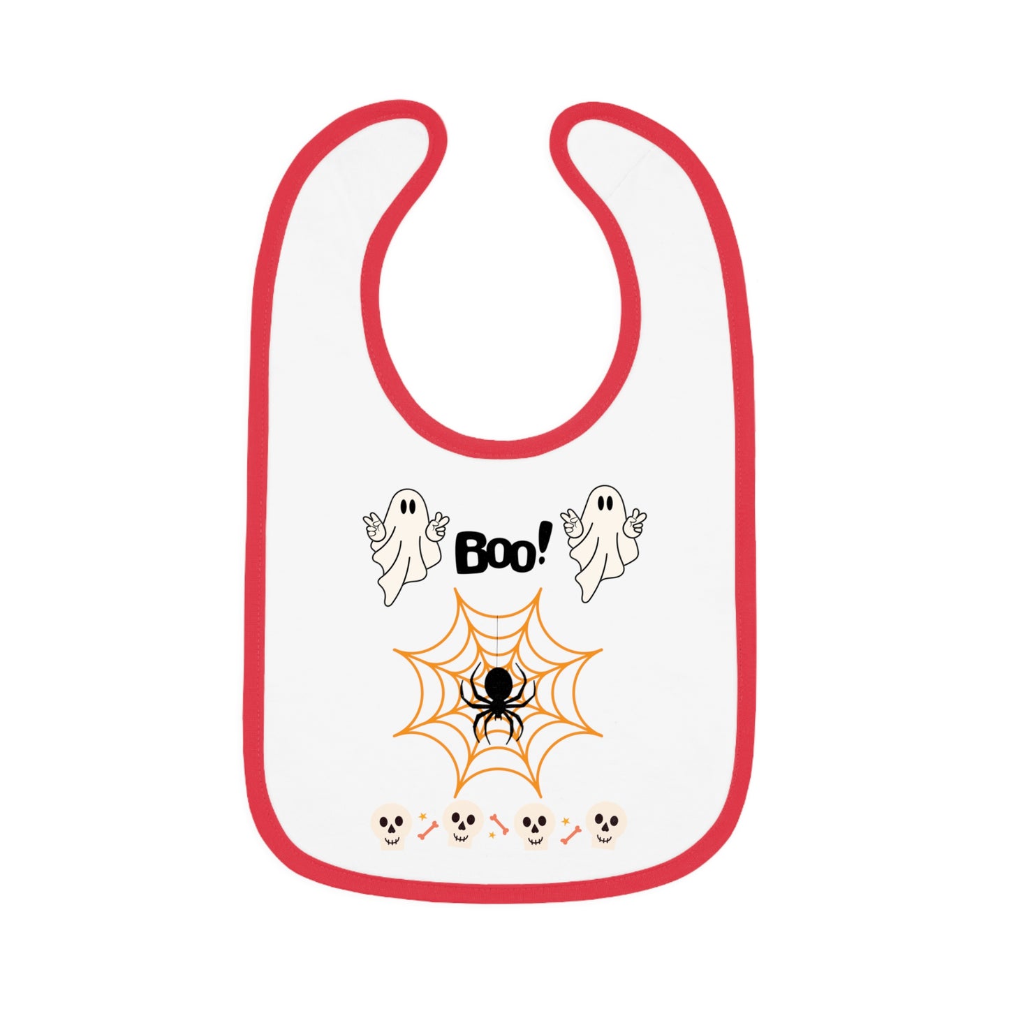 Happy Halloween boo, Baby Contrast Trim Jersey Bib