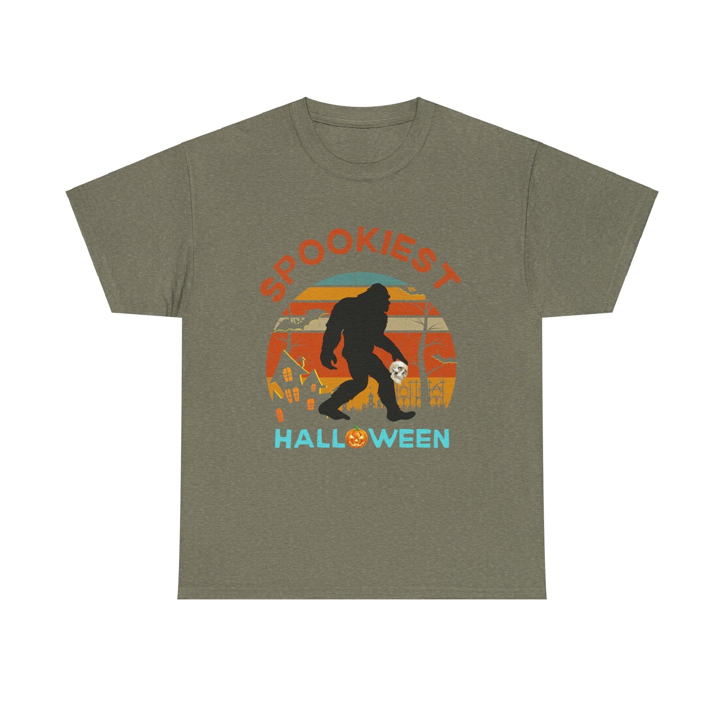 Halloween shirt with big foot carrying skull