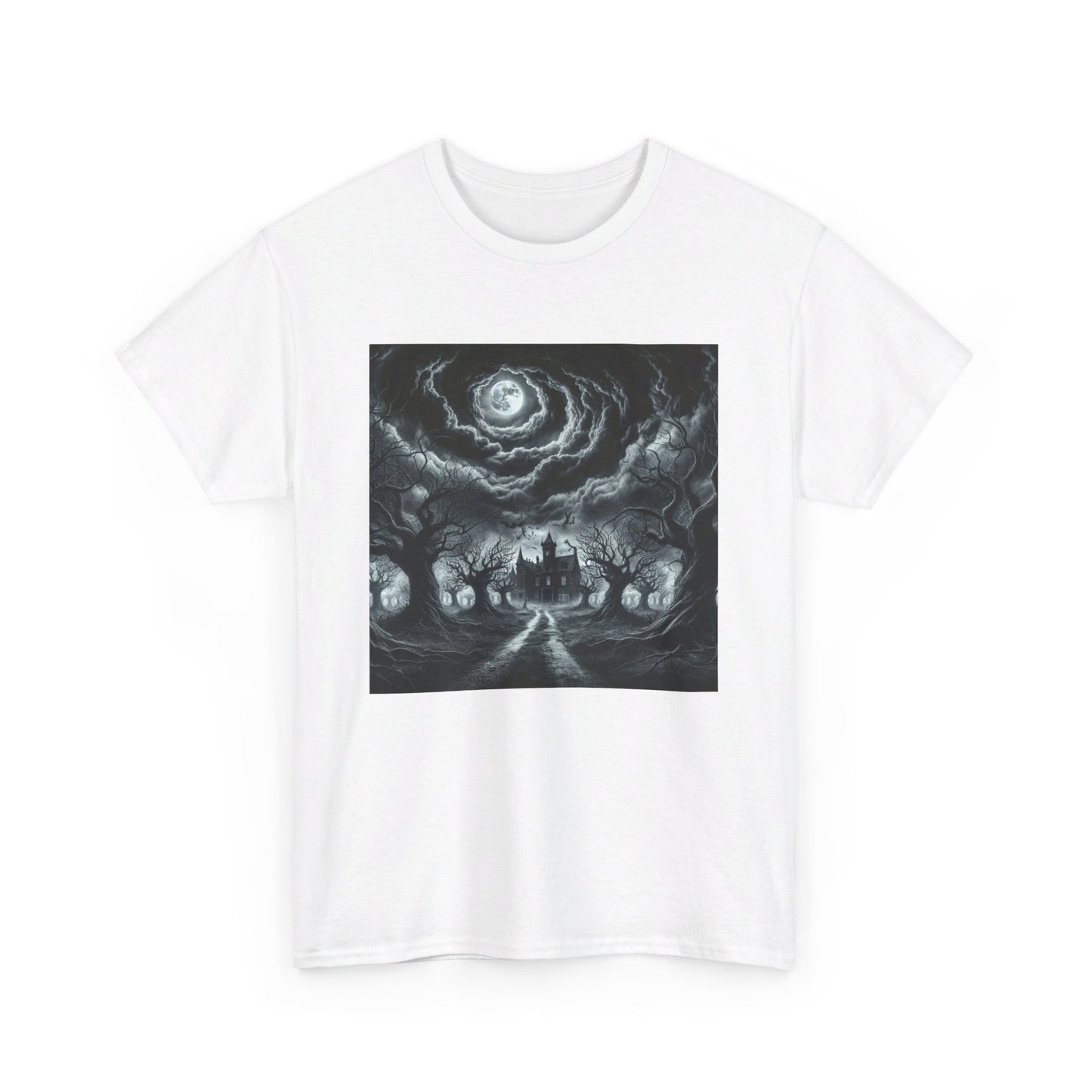 Haunted Halloween scene Unisex Heavy Cotton Tee