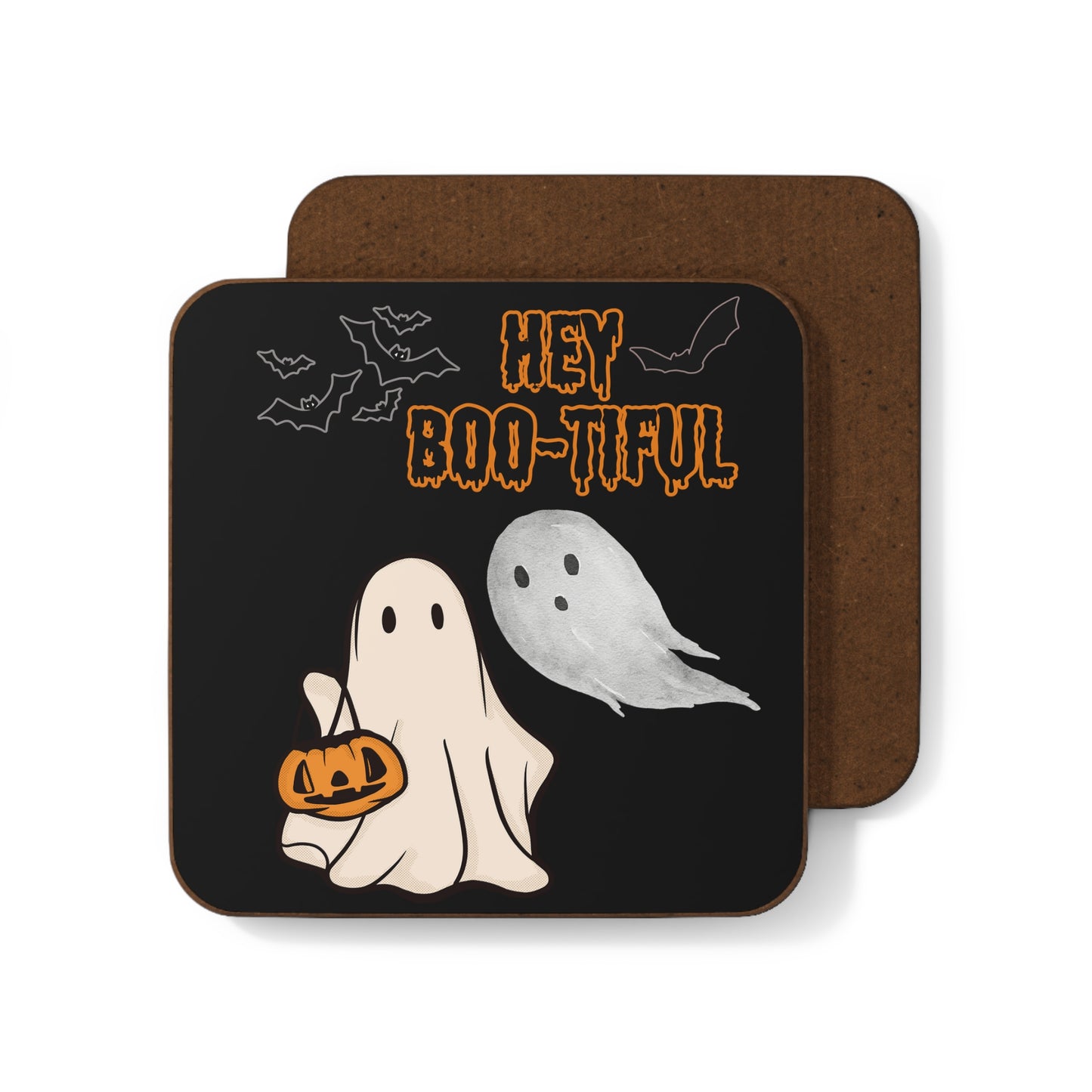 Hey boo Ghost, Hardboard Back Coaster