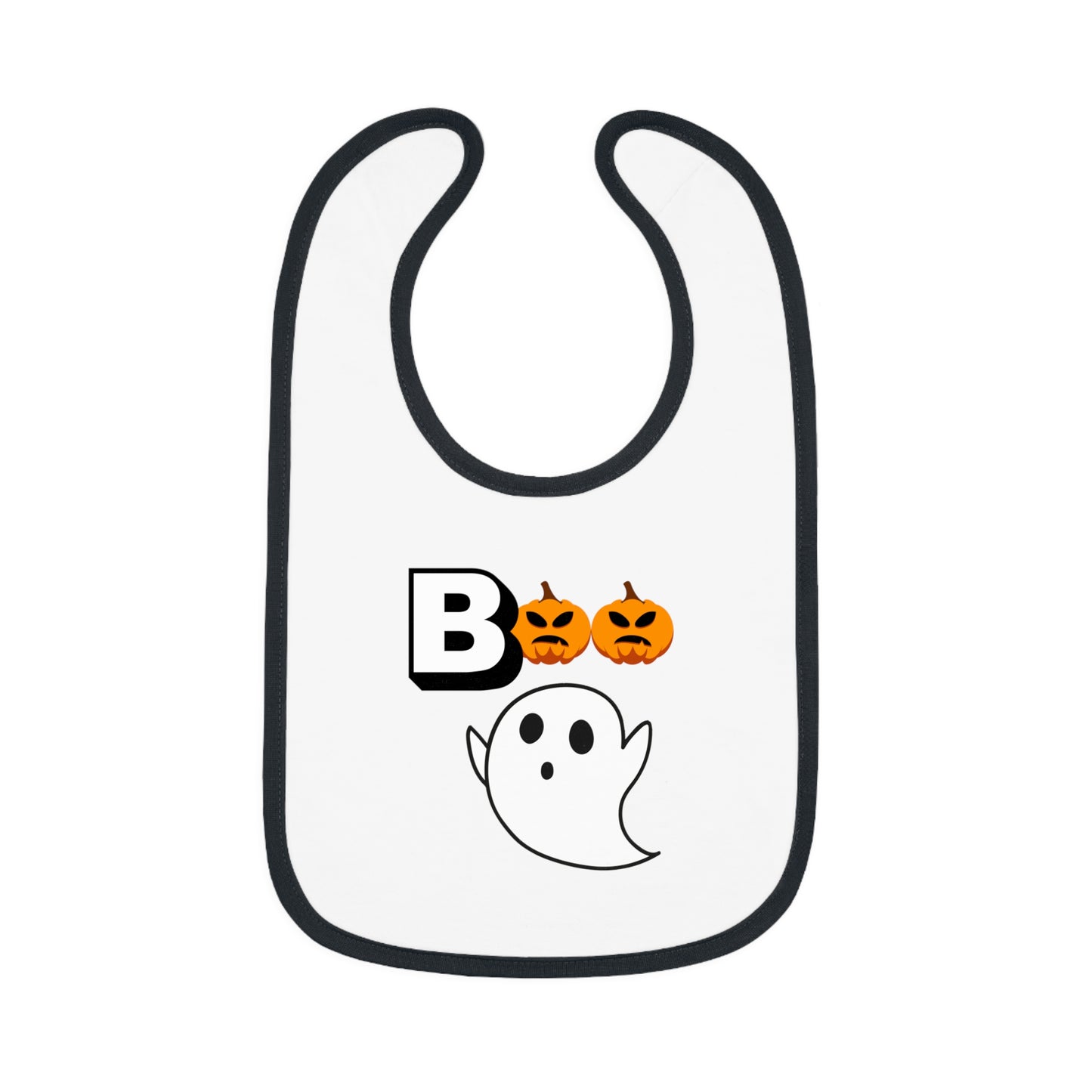 Happy Halloween Boo, Baby Contrast Trim Jersey Bib