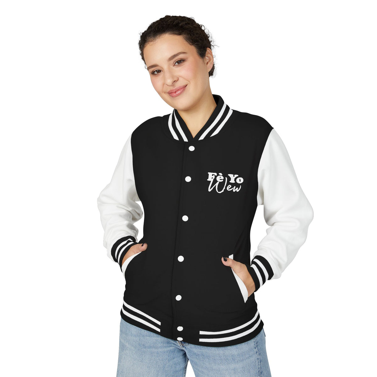 Fè yo wew Letterman Jacket — 'Fe Yo Wew' Retro Script Varsity Jacket