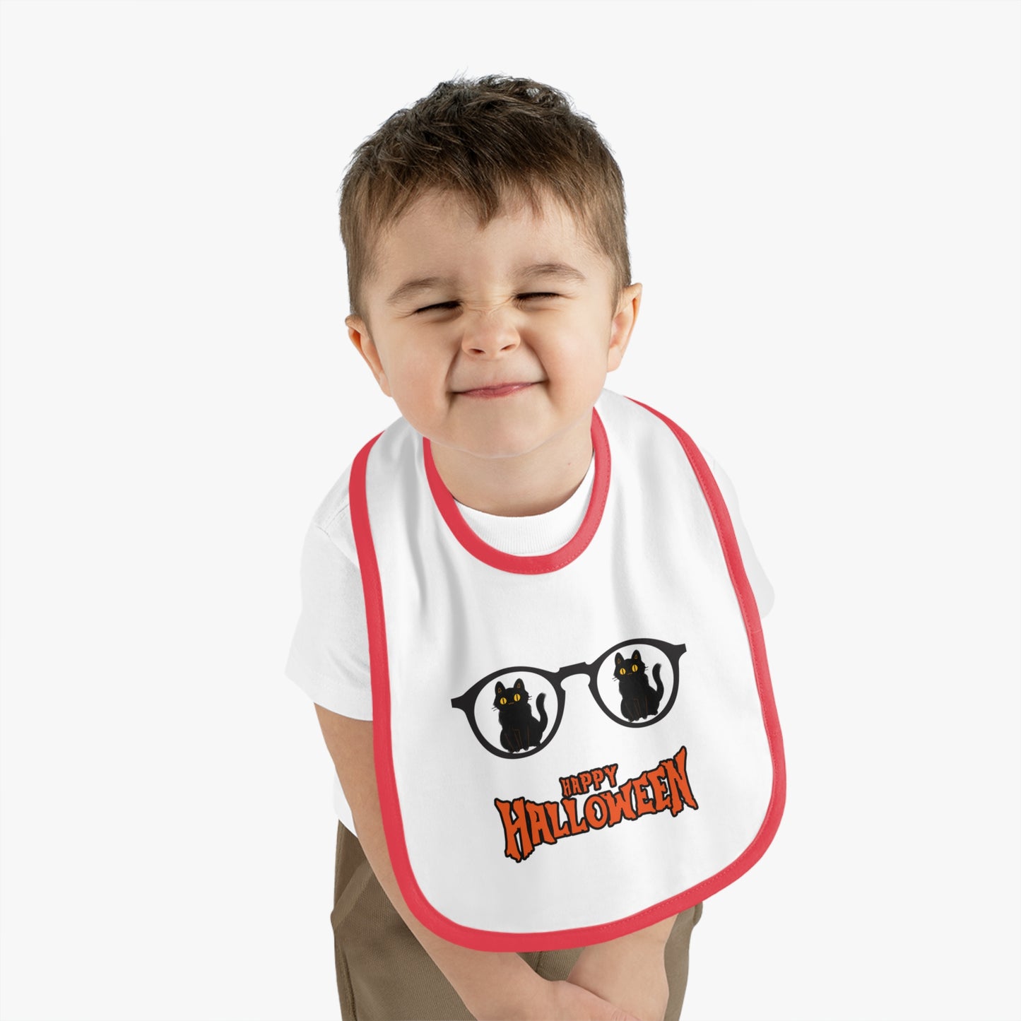 Happy Halloween, Baby Contrast Trim Jersey Bib