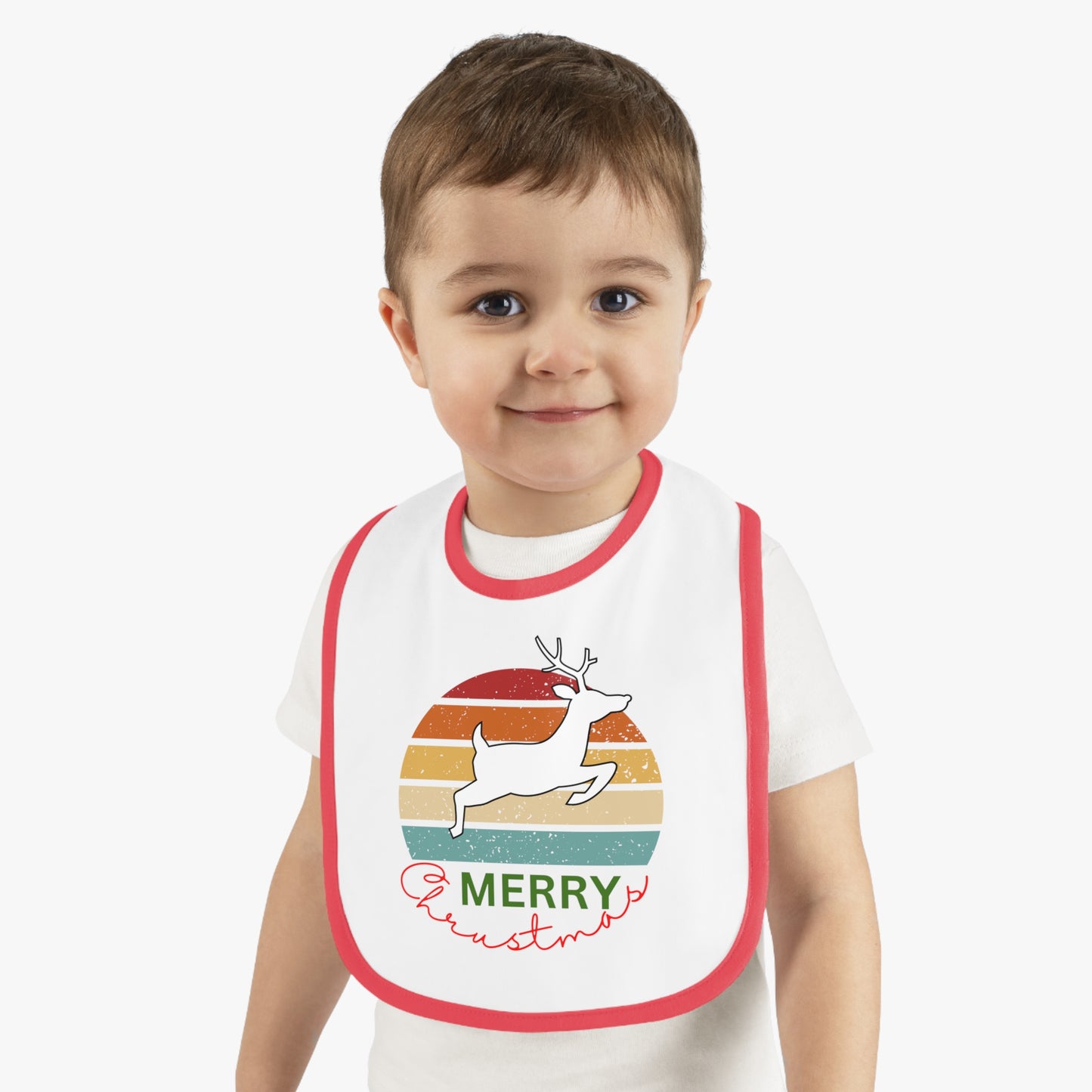 Merry Christmas, Baby Contrast Trim Jersey Bib