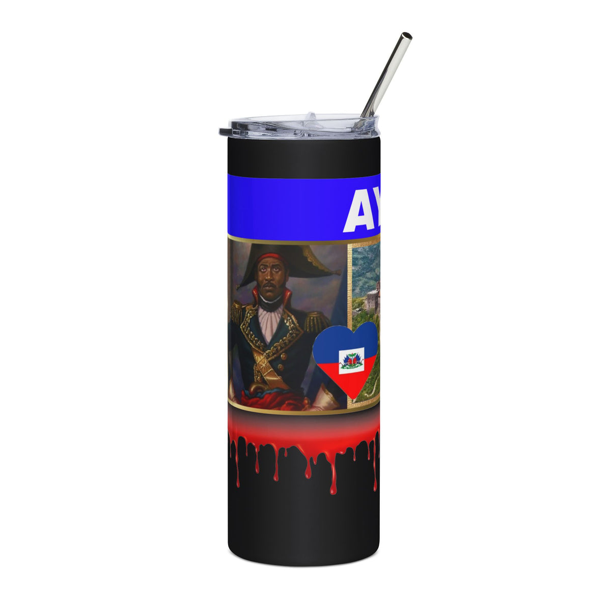 Ayiti 20oz Stainless Steel Tumbler — Haitian Flag & Citadel Design