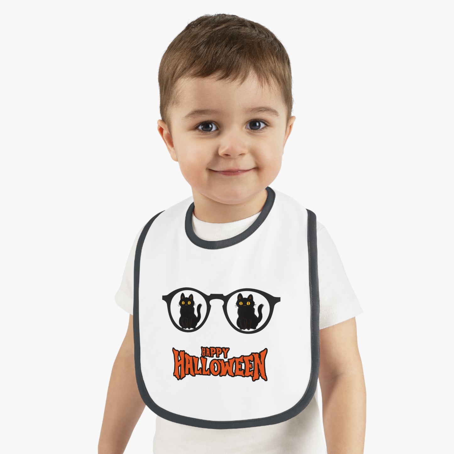 Happy Halloween, Baby Contrast Trim Jersey Bib