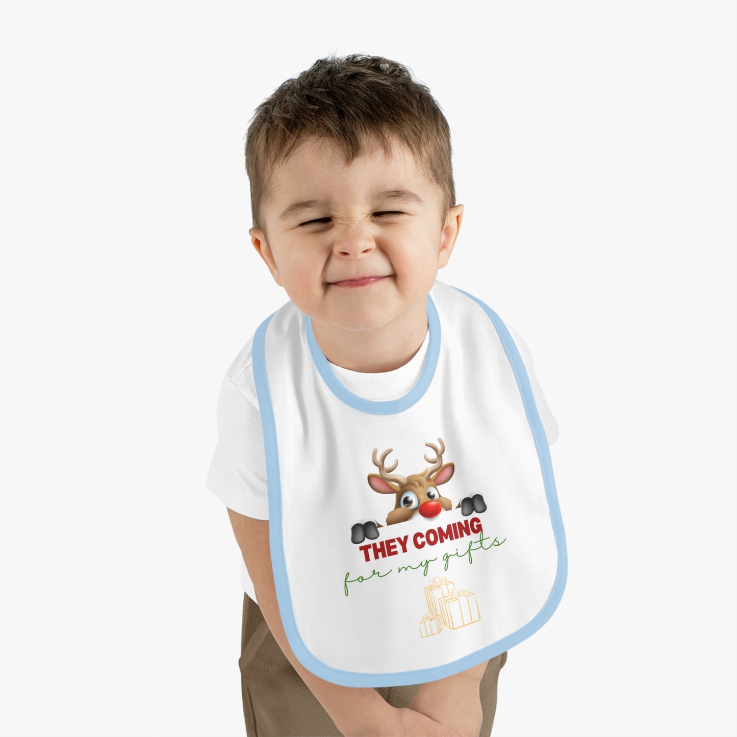 Copy of Merry Christmas, Baby Contrast Trim Jersey Bib