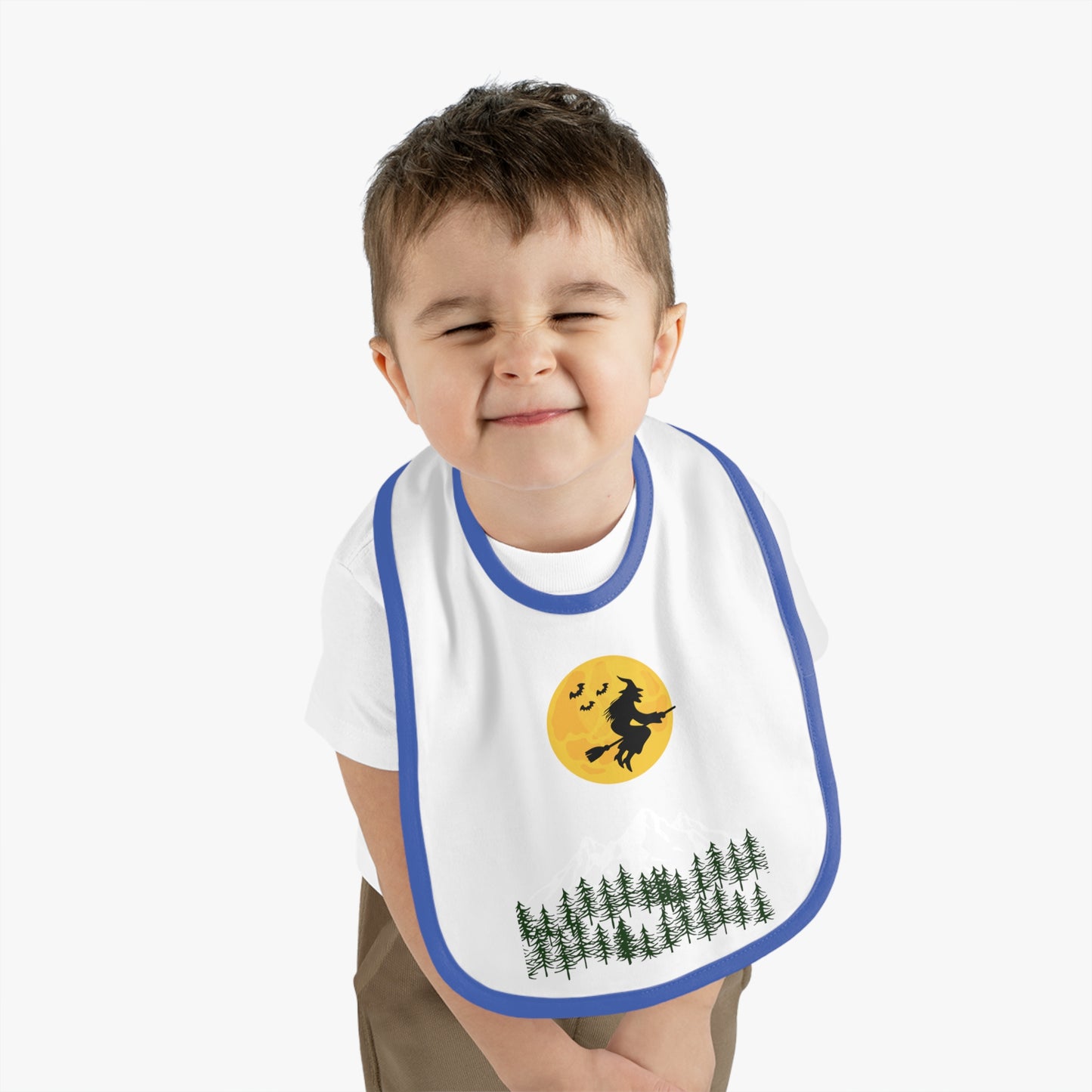 Happy Halloween, Baby Contrast Trim Jersey Bib