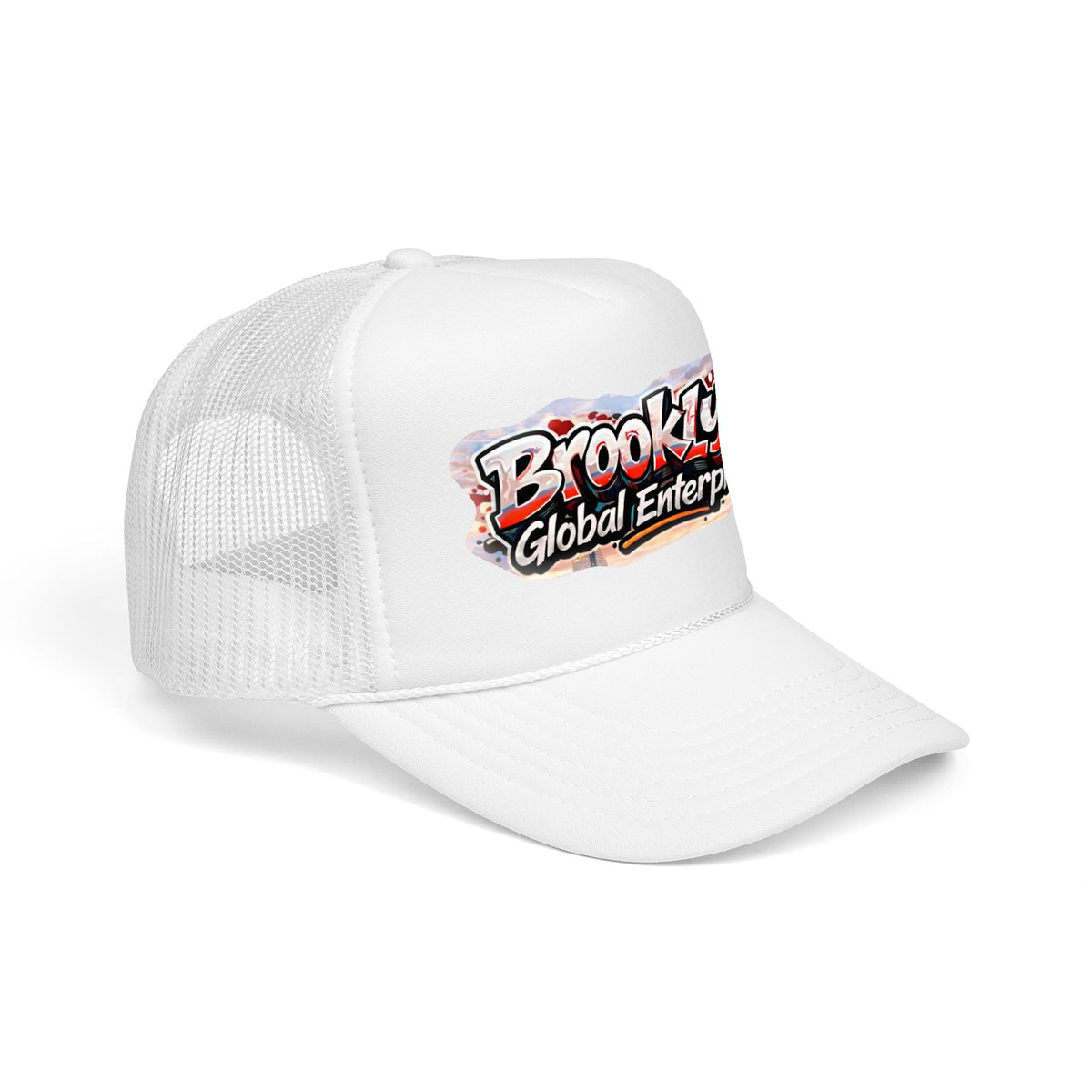 Brooklyn Global Enterprise Foam Trucker Hat — Retro Street Logo Cap
