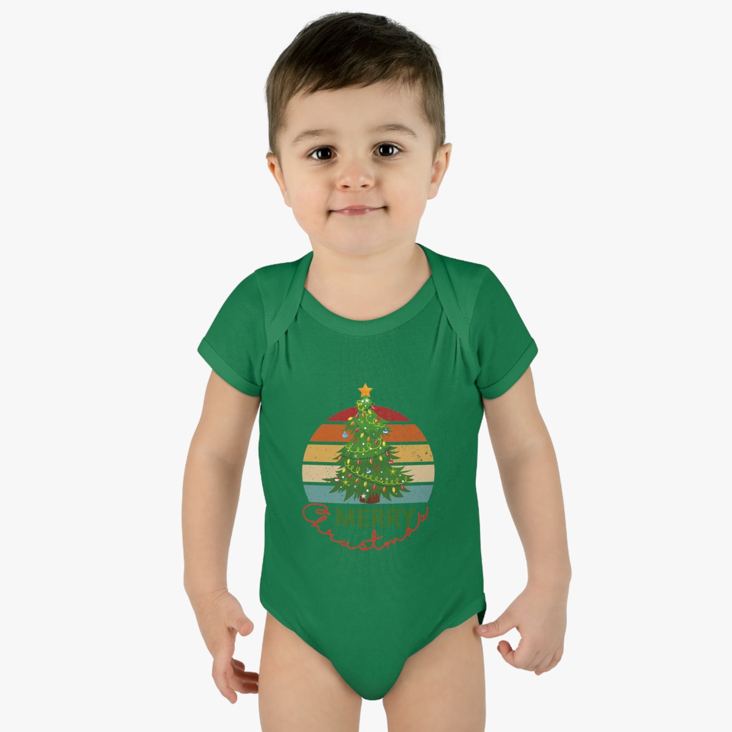 Merry Christmas, Infant Baby Rib Bodysuit