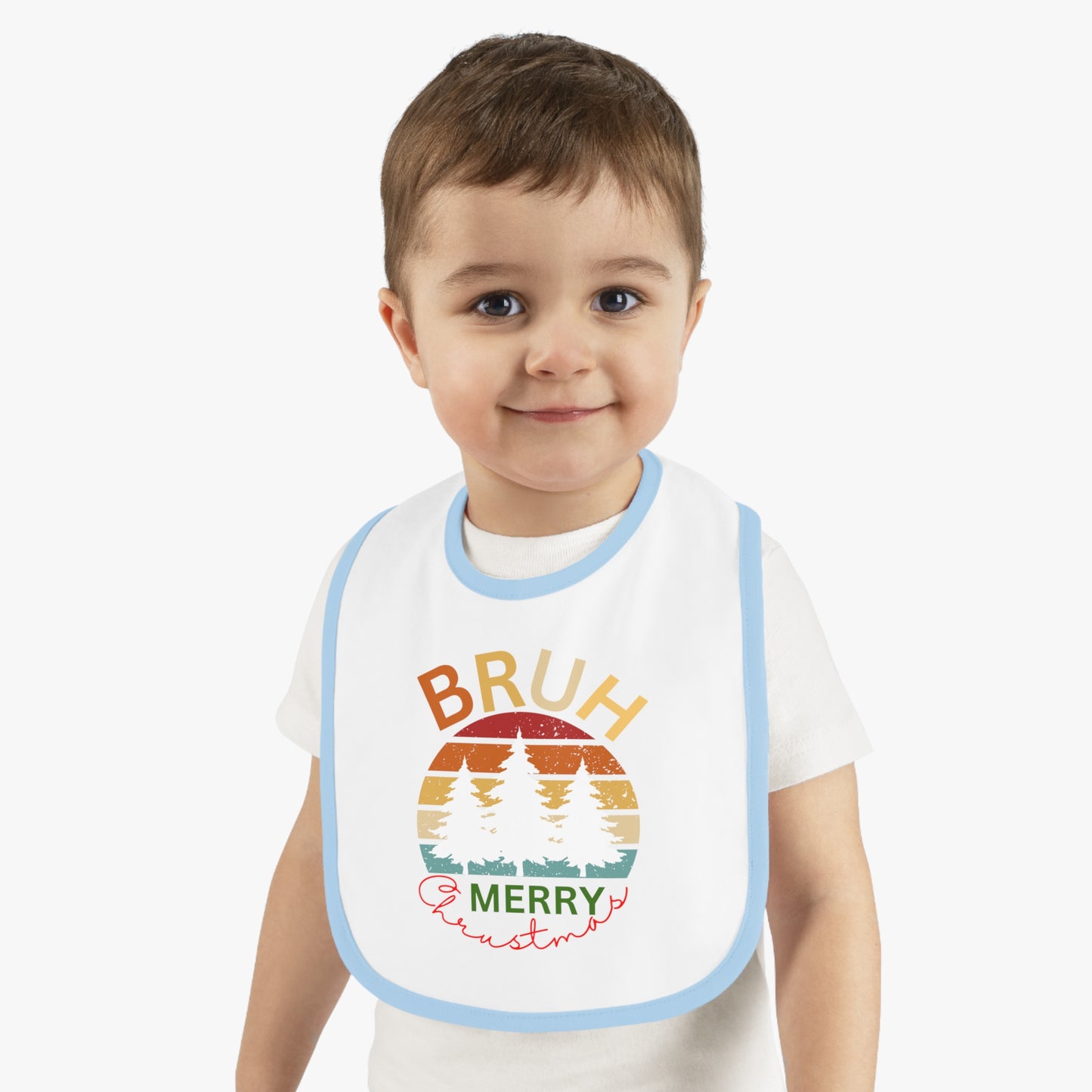 Merry Christmas, Baby Contrast Trim Jersey Bib