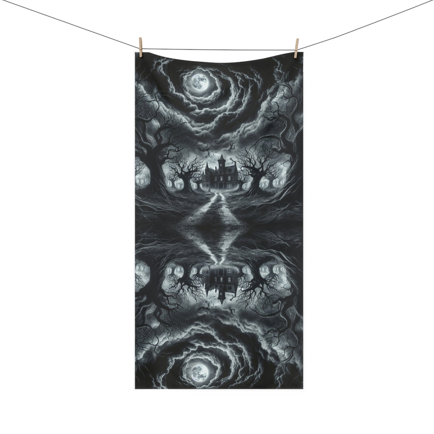 Halloween haunted scene bathroom, Mink-Cotton Towel