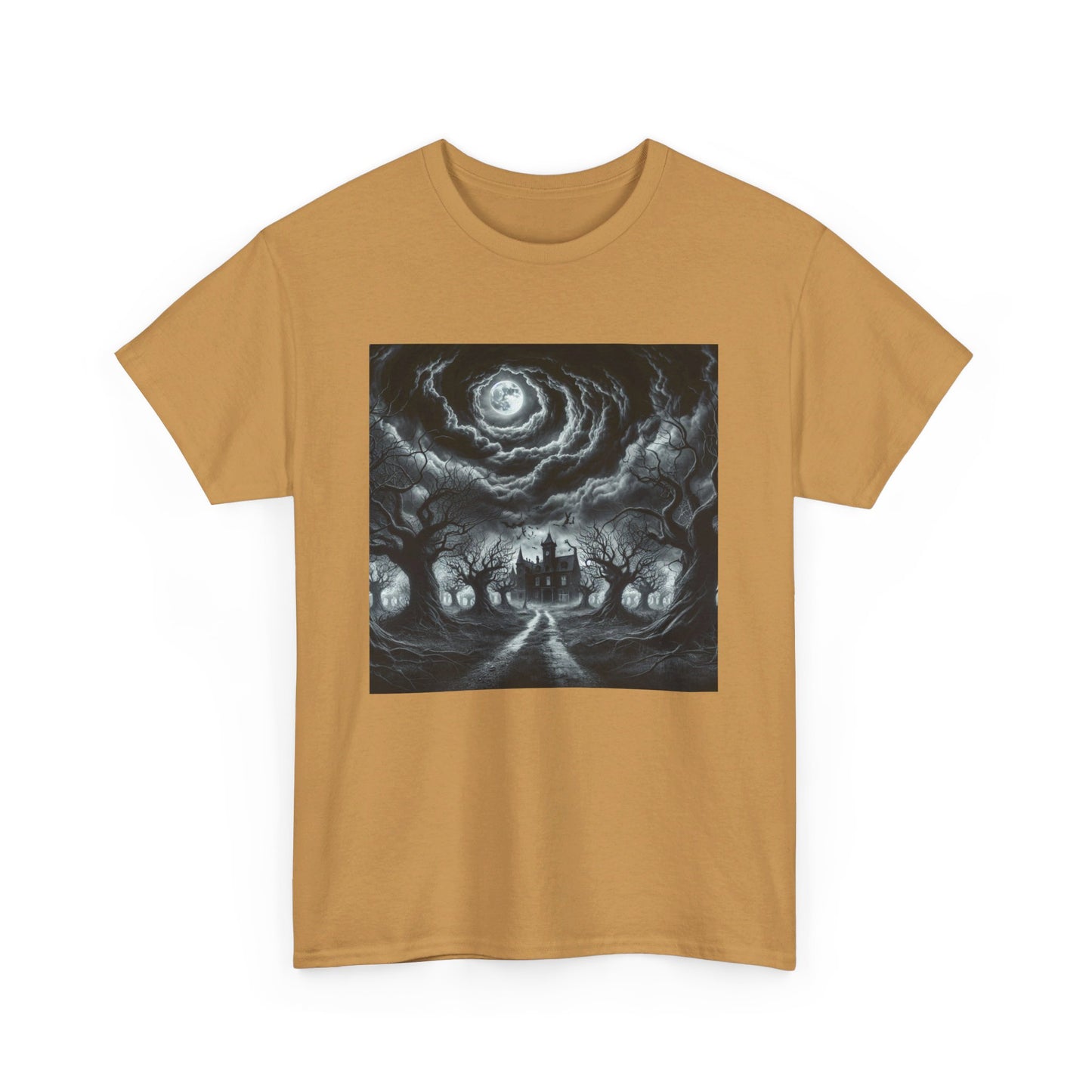 Haunted Halloween scene Unisex Heavy Cotton Tee