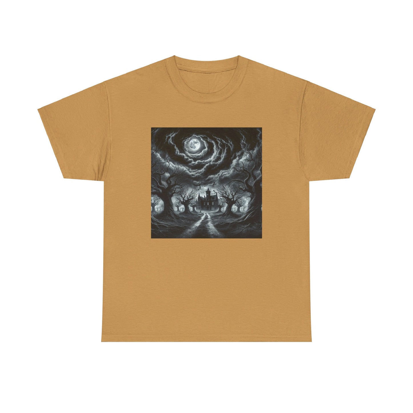 Haunted Halloween scene Unisex Heavy Cotton Tee