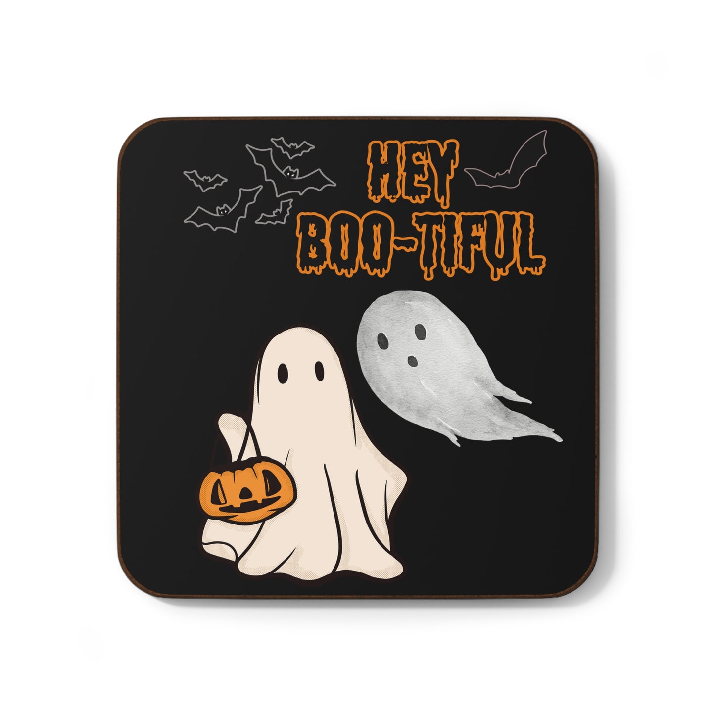 Hey boo Ghost, Hardboard Back Coaster