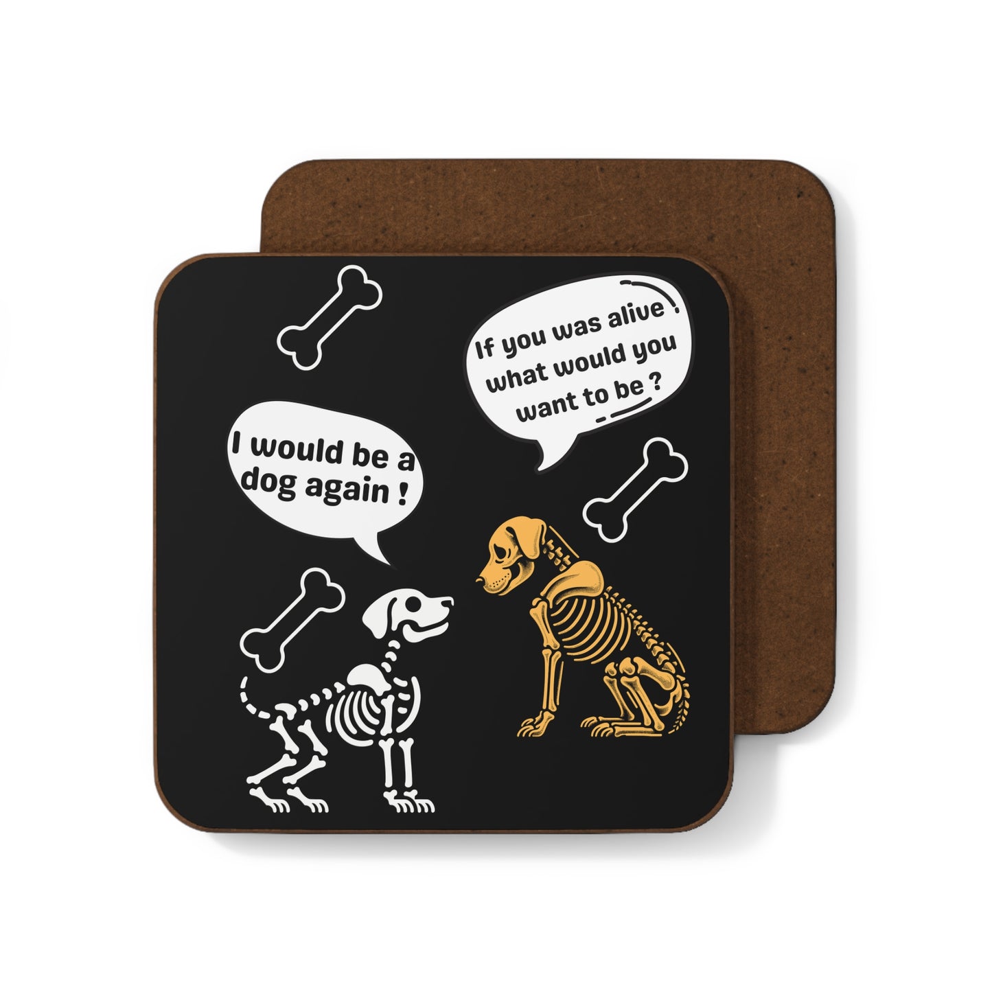 Halloween Dog conversation, Hardboard Back Coaster