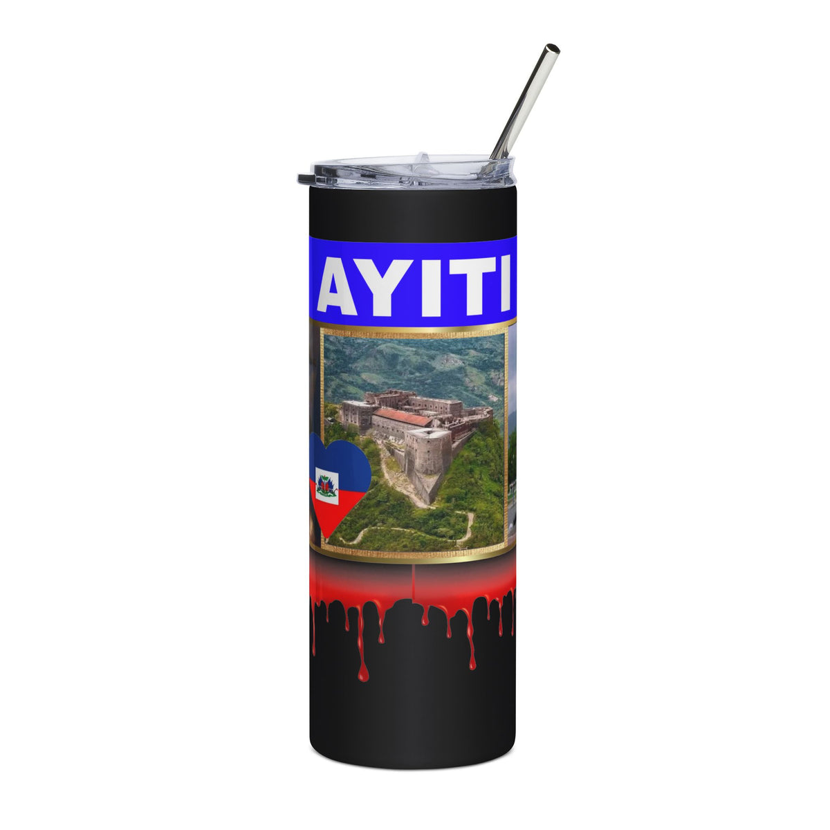 Ayiti 20oz Stainless Steel Tumbler — Haitian Flag & Citadel Design