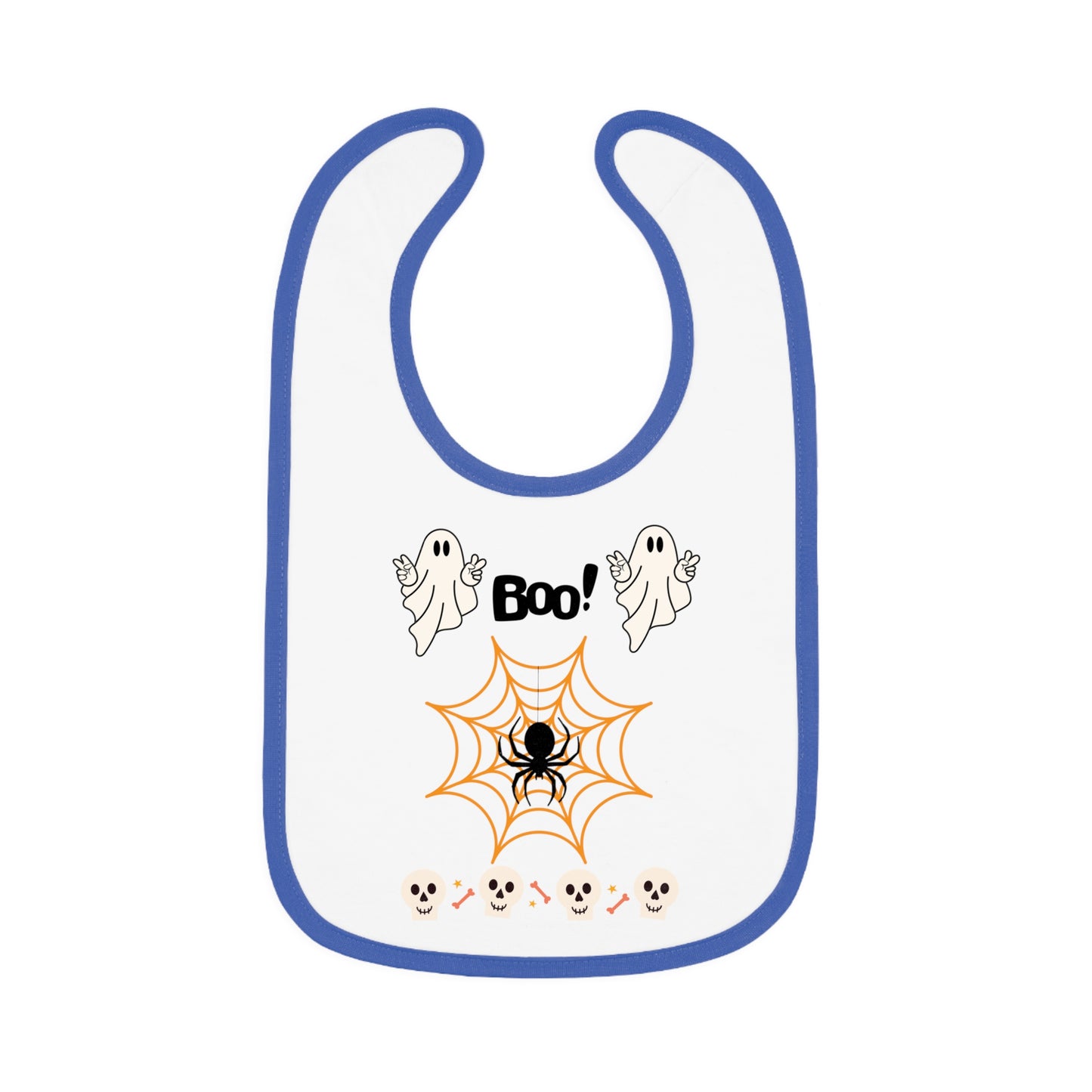 Happy Halloween boo, Baby Contrast Trim Jersey Bib