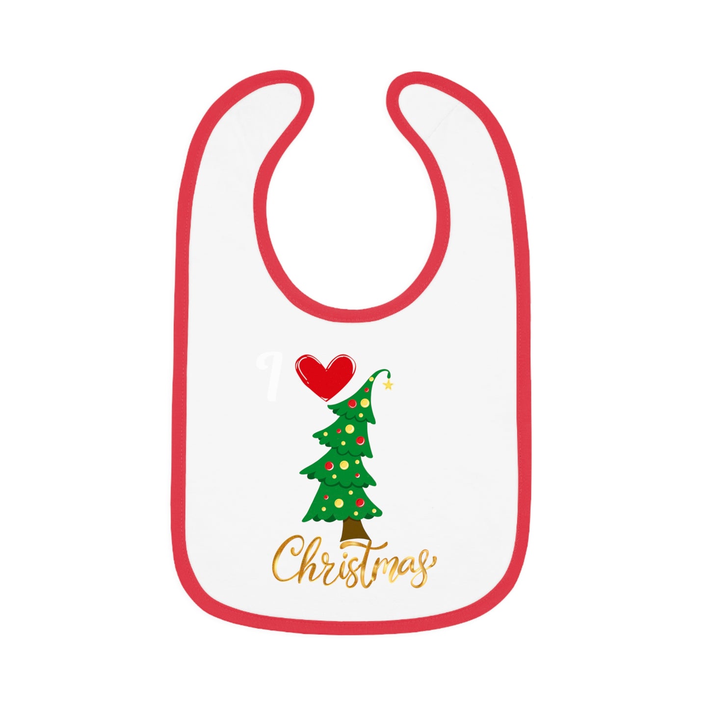 I love Christmas, Baby Contrast Trim Jersey Bib