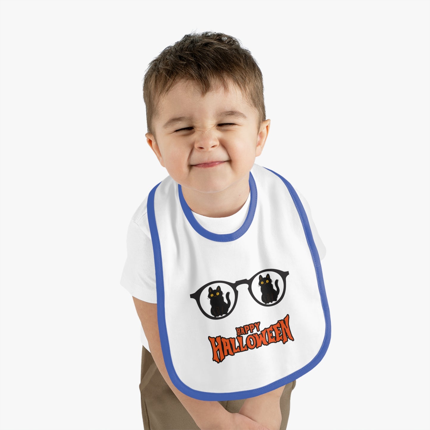 Happy Halloween, Baby Contrast Trim Jersey Bib