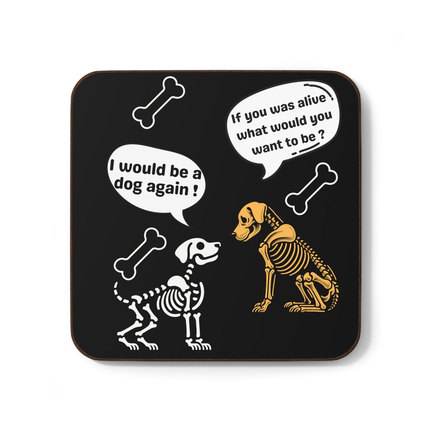 Halloween Dog conversation, Hardboard Back Coaster