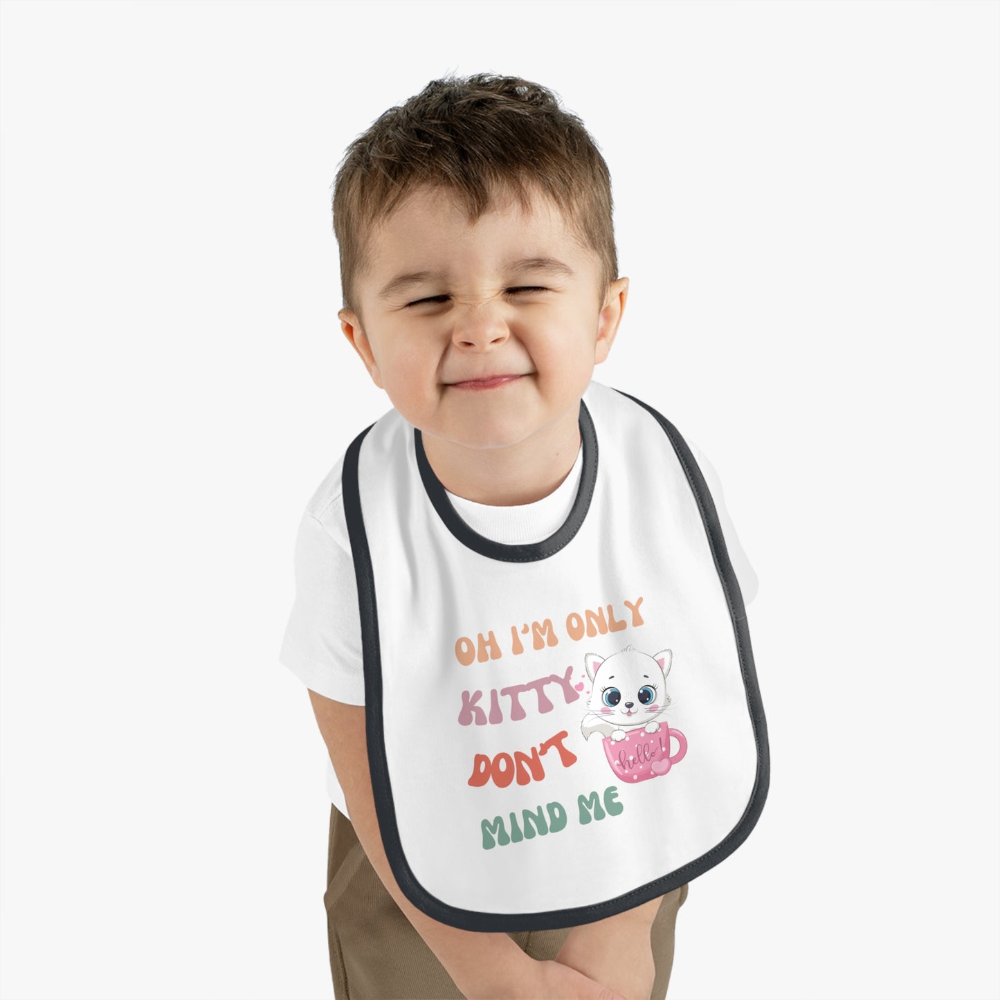 I'm only kitty, Baby Contrast Trim Jersey Bib