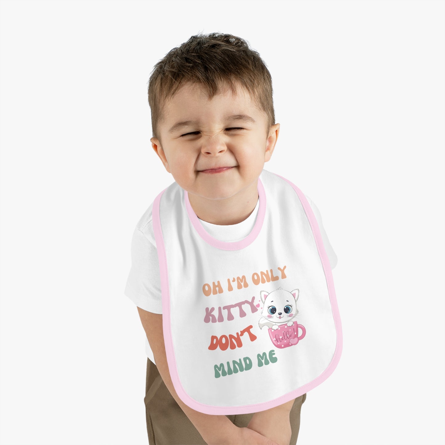 I'm only kitty, Baby Contrast Trim Jersey Bib