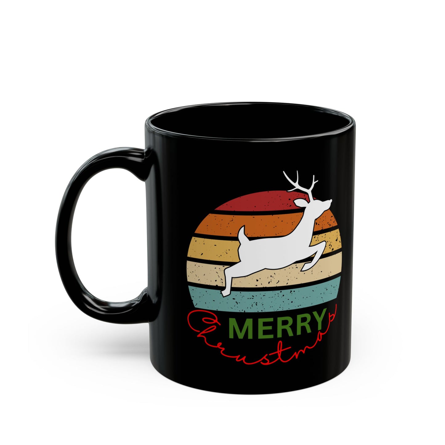 Deer run Christmas, Black Mug (11oz, 15oz)