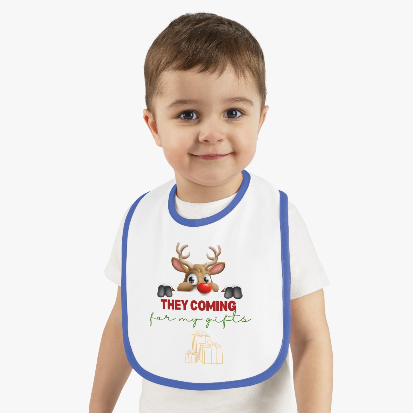 Copy of Merry Christmas, Baby Contrast Trim Jersey Bib