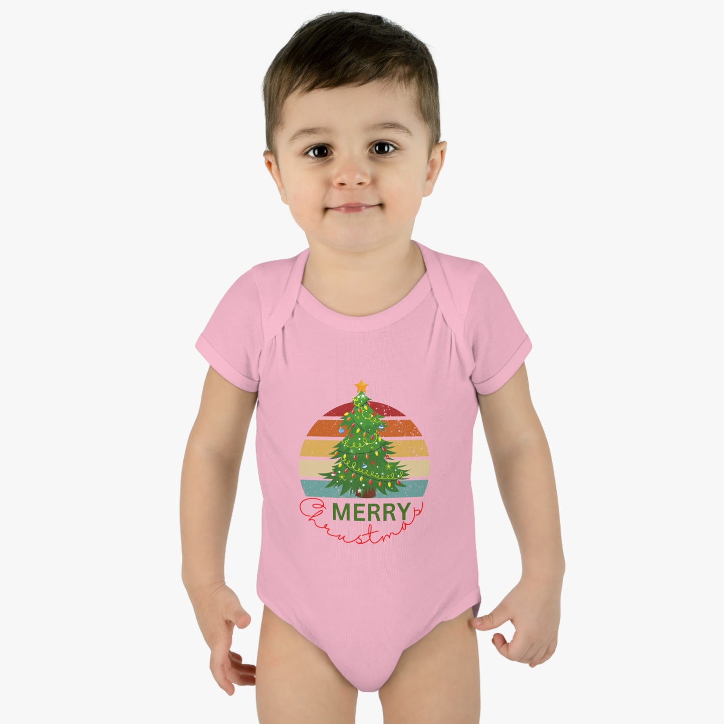 Merry Christmas, Infant Baby Rib Bodysuit