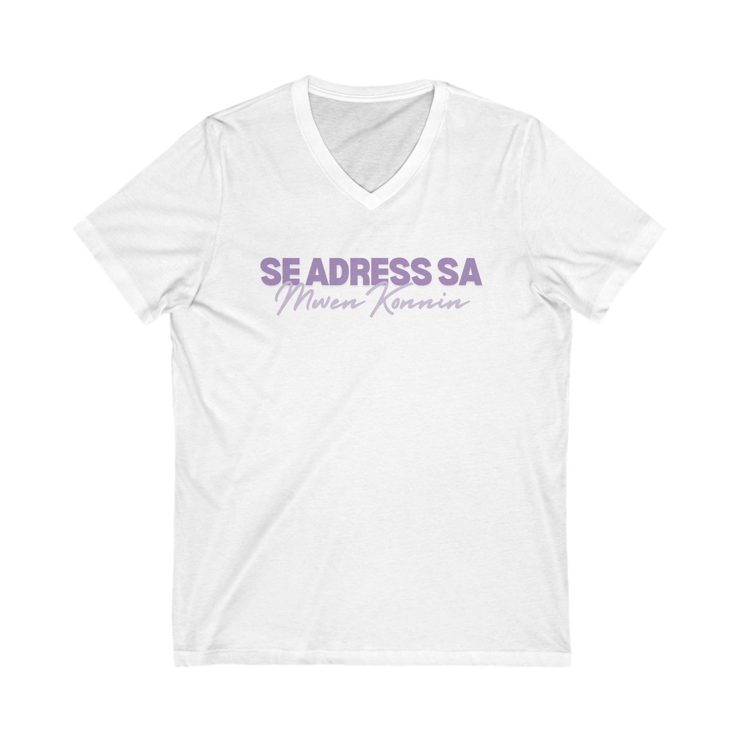 Se address sa mwen konnen Unisex Jersey Short Sleeve V-Neck Tee