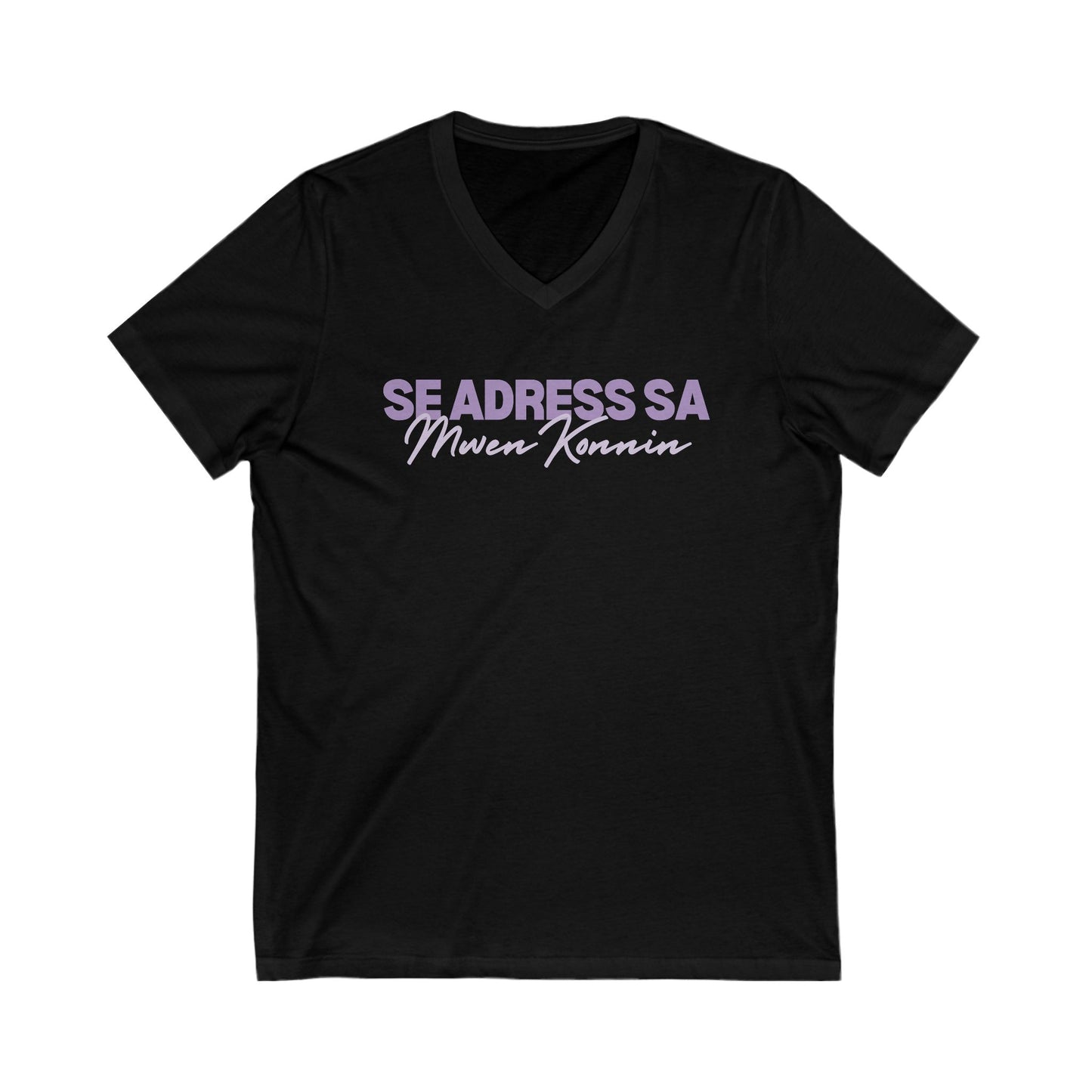 Se address sa mwen konnen Unisex Jersey Short Sleeve V-Neck Tee