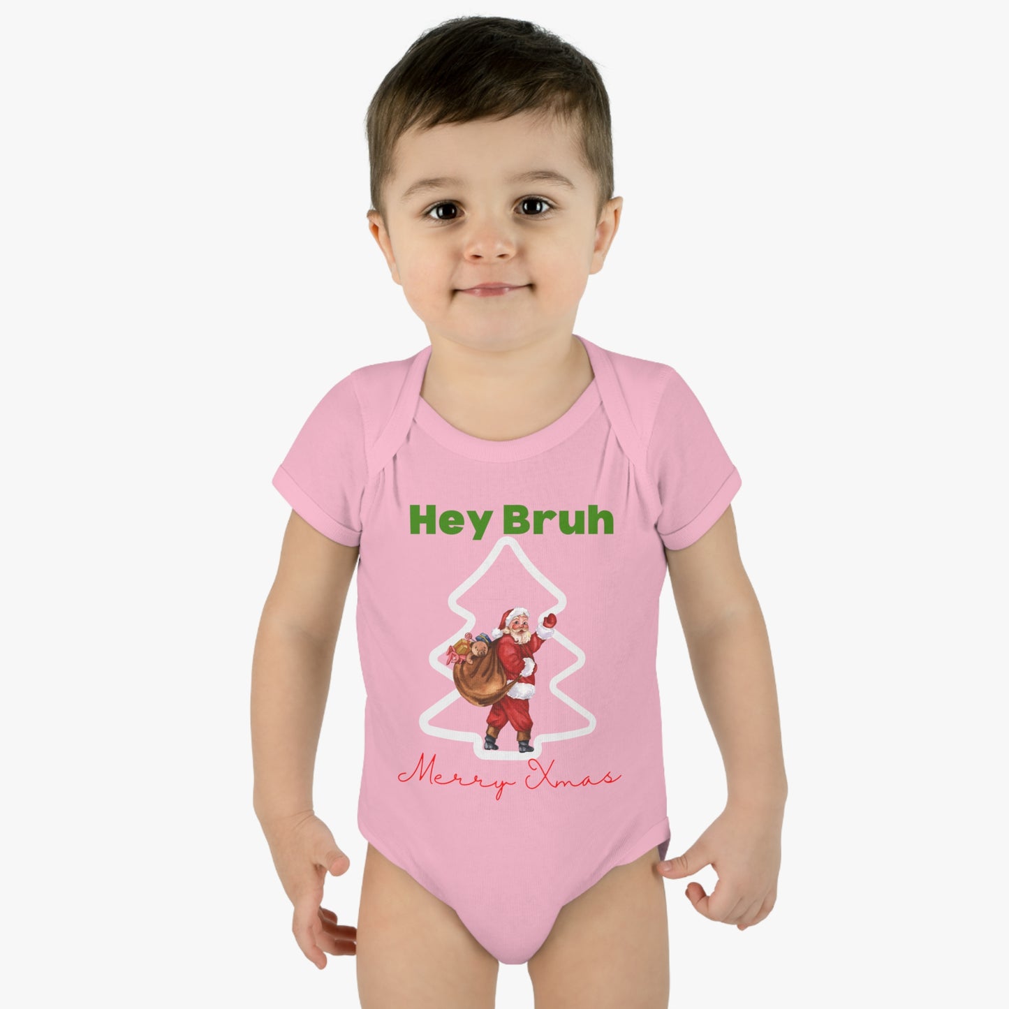 Hey Bruh Merry Christmas. Infant Baby Rib Bodysuit