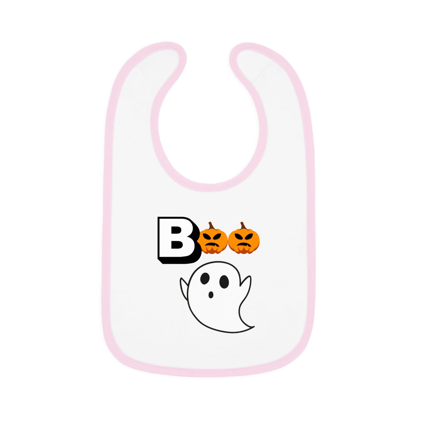 Happy Halloween Boo, Baby Contrast Trim Jersey Bib